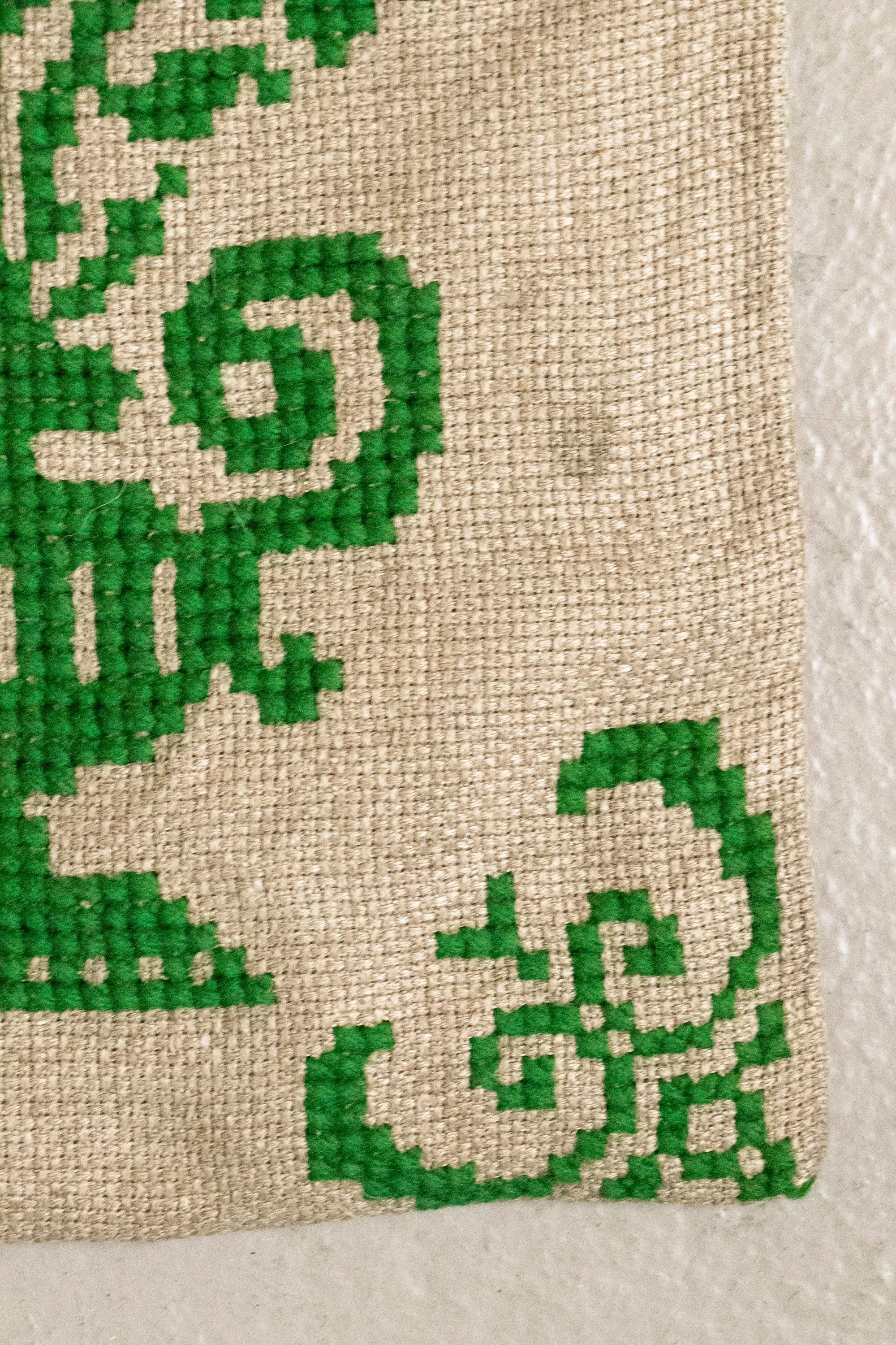 1940s Purse Embroidered Linen Drawstring Bag