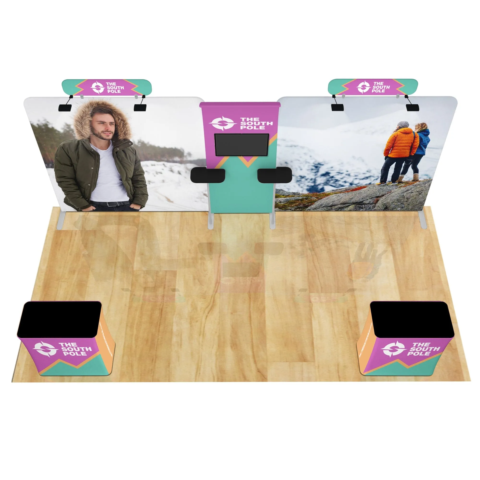 20ft Curved Media Wall Trade Show Booth Package
