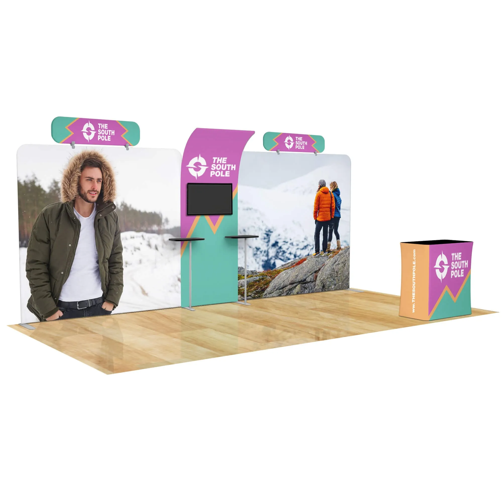 20ft Curved Media Wall Trade Show Booth Package