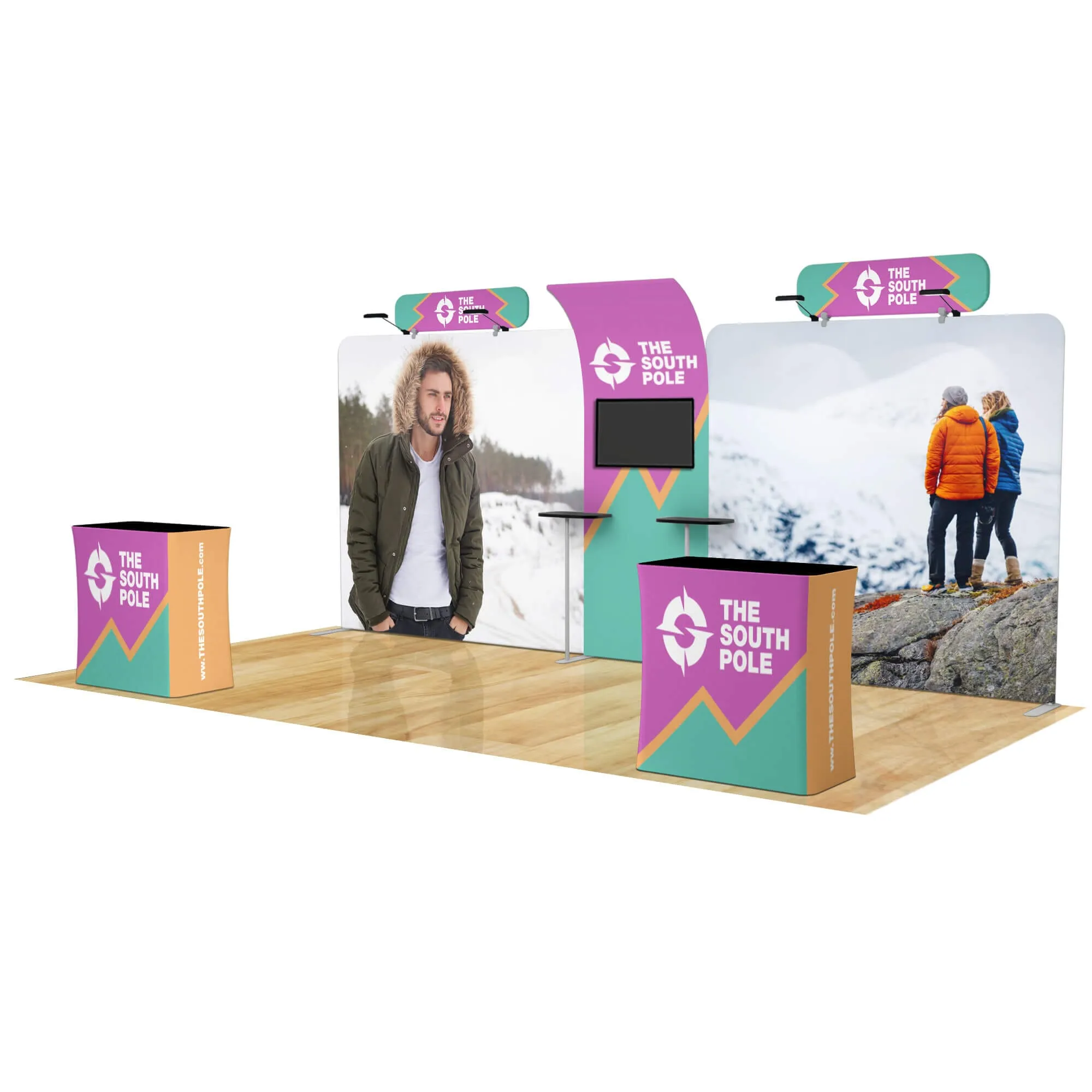20ft Curved Media Wall Trade Show Booth Package
