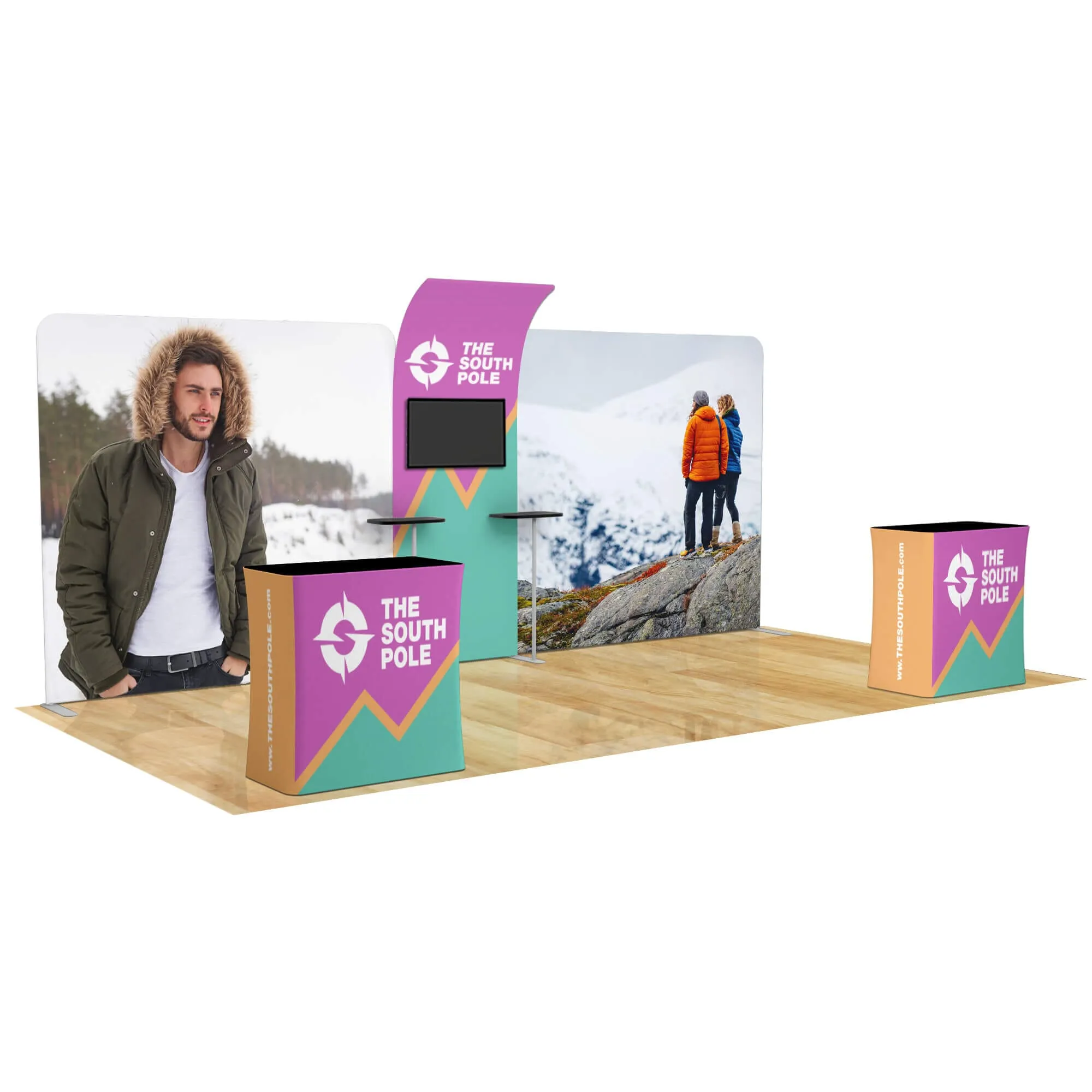 20ft Curved Media Wall Trade Show Booth Package
