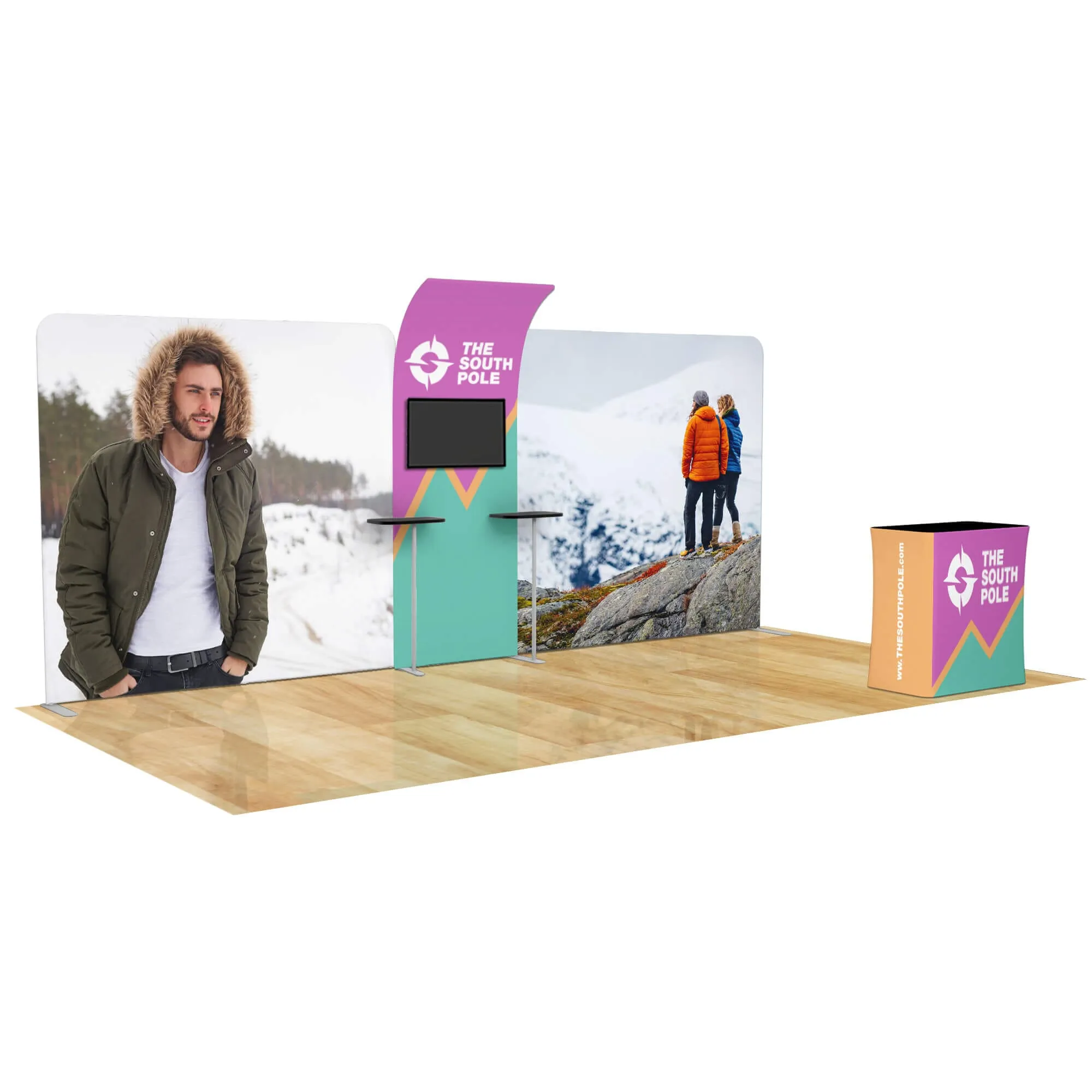 20ft Curved Media Wall Trade Show Booth Package