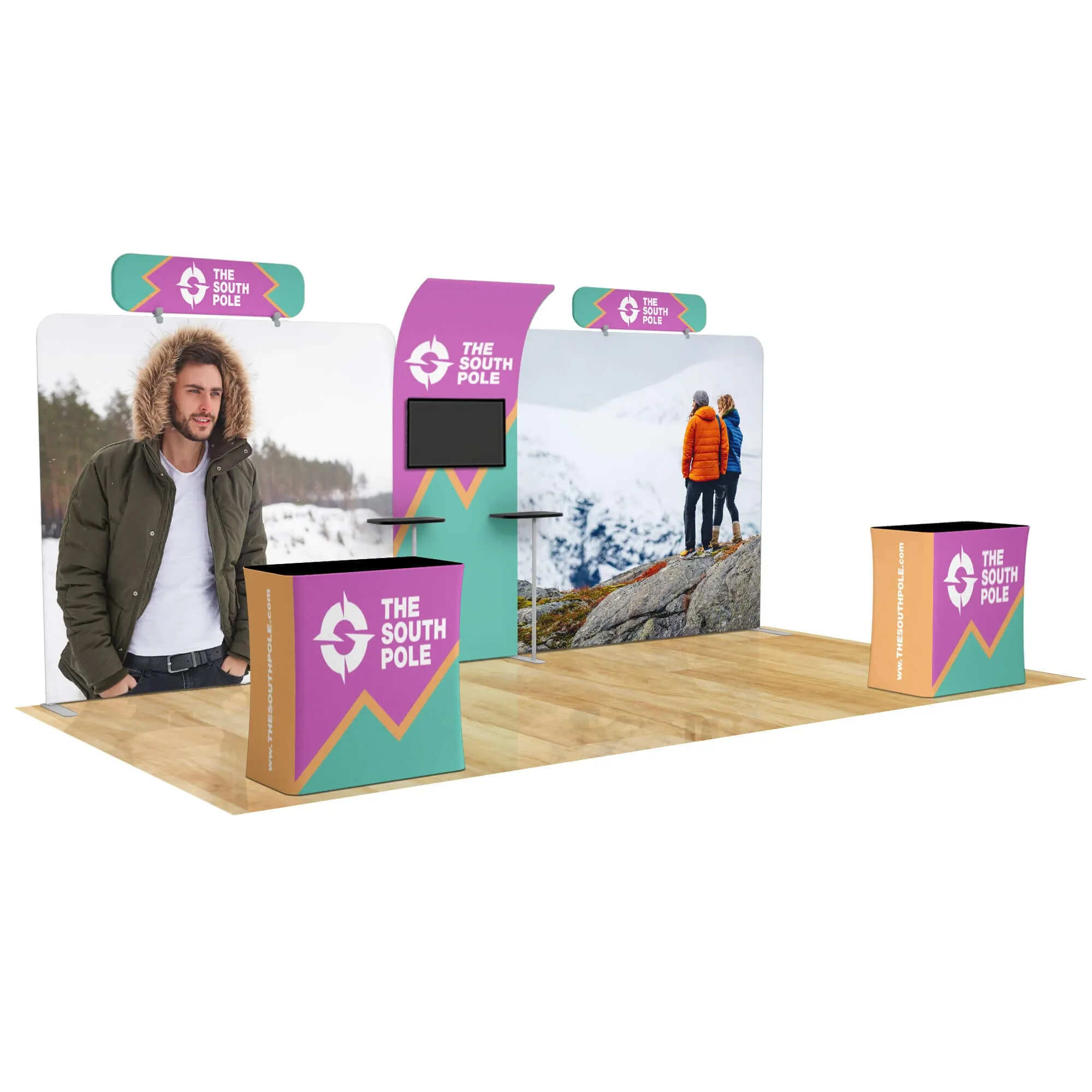20ft Curved Media Wall Trade Show Booth Package
