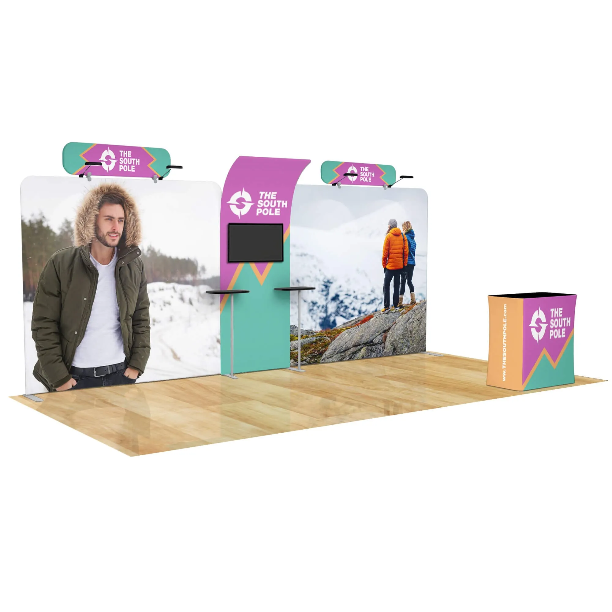 20ft Curved Media Wall Trade Show Booth Package
