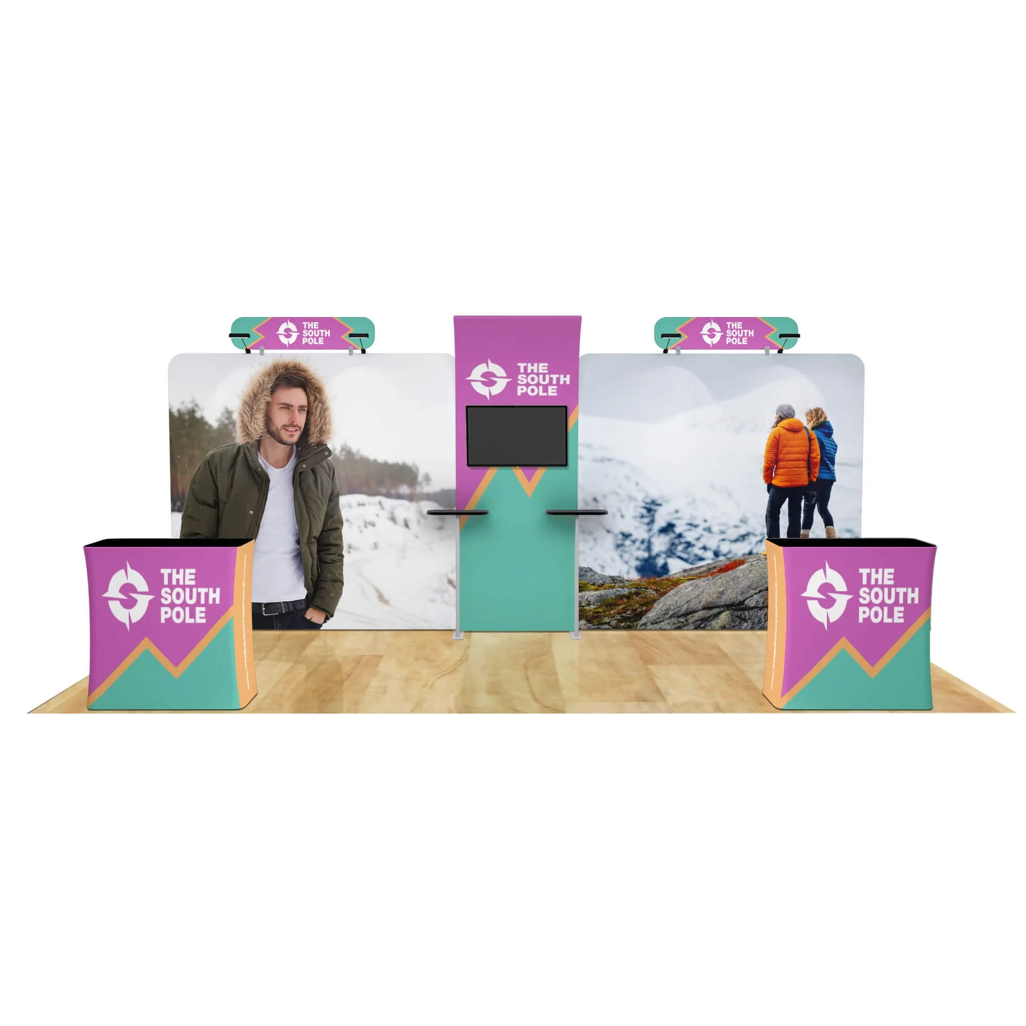 20ft Curved Media Wall Trade Show Booth Package