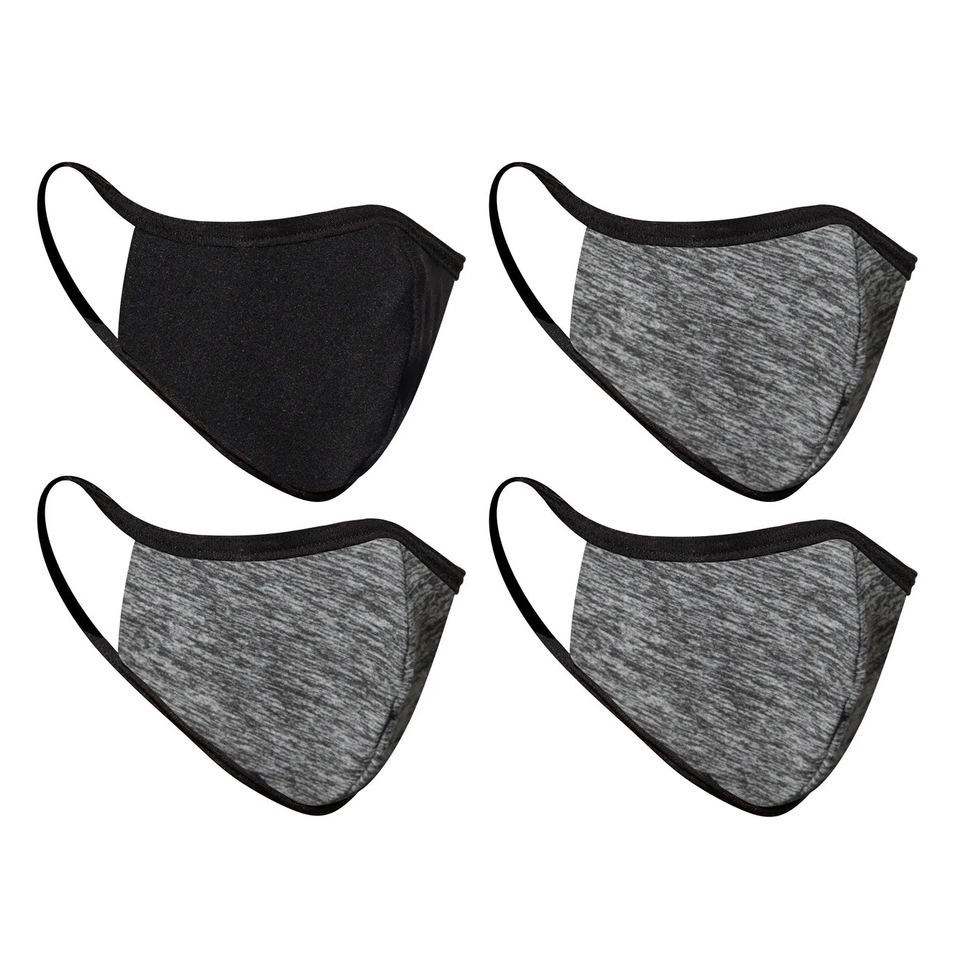 4-Pack 2Tone & Black Double Layered Adult Masks