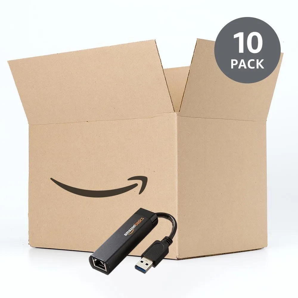 AmazonBasics USB 3.0 to 10/100/1000 Gigabit Ethernet Internet Adapter, 10-Pack