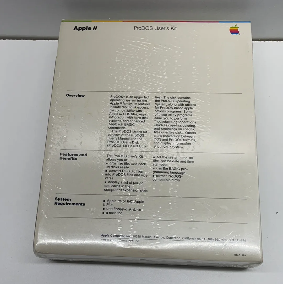 Apple II Pro DOS user kit factory sealed 1983. Disk and manual fast shipping.