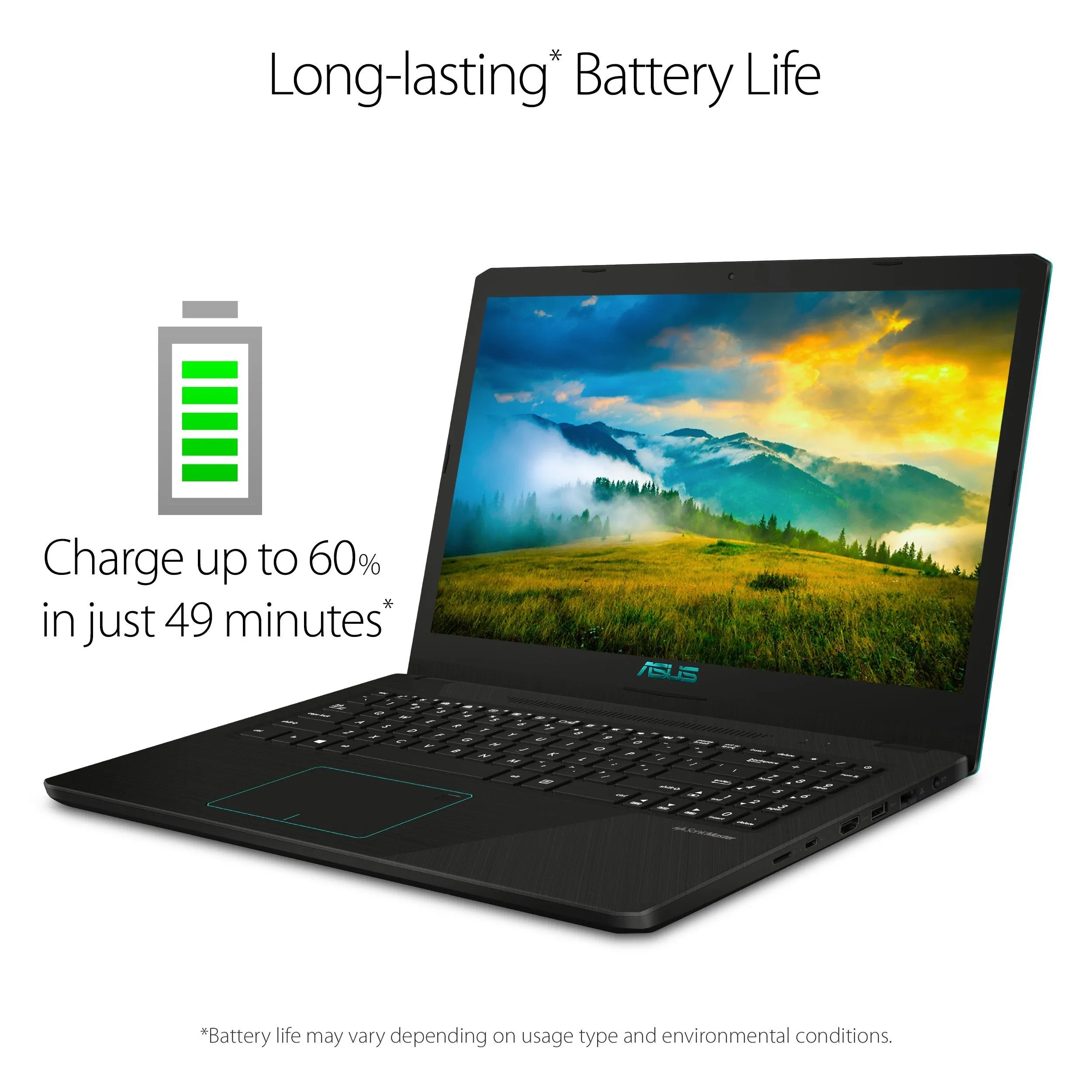 Asus Vivobook K570ZD Laptop, 15.6" FHD IPS-Level, AMD Quad Core Ryzen 5 2500U up to 3.6 GHz, GeForce GTX 1050 Graphics, 8GB DDR4 RAM, 256GB PCIe SSD, Wi-Fi 5, Fingerprint, Backlit KB
