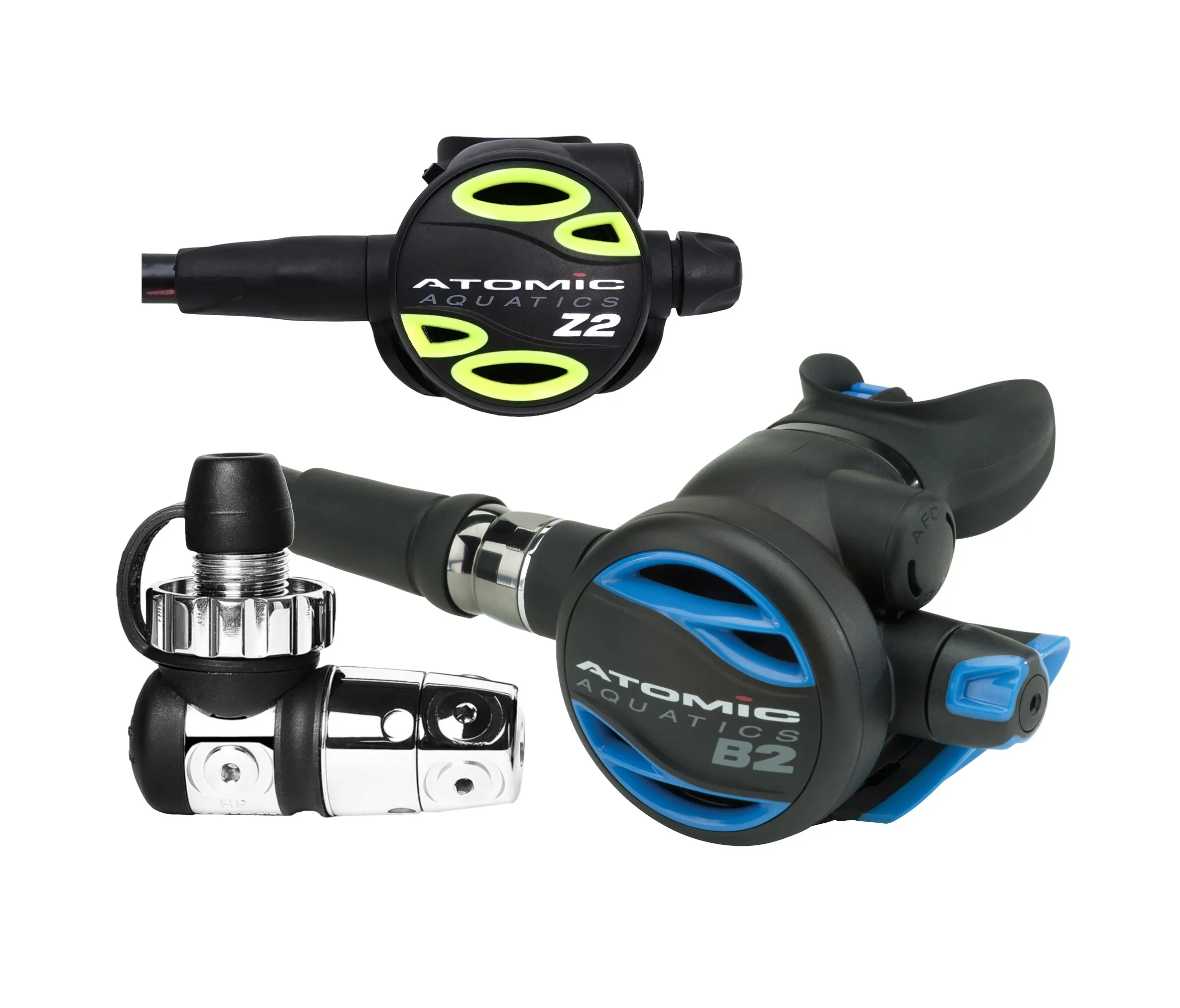 Atomic Aquatics B2 Regulator, DIN with Color Kit and Z2 Octo Scuba Diving Package