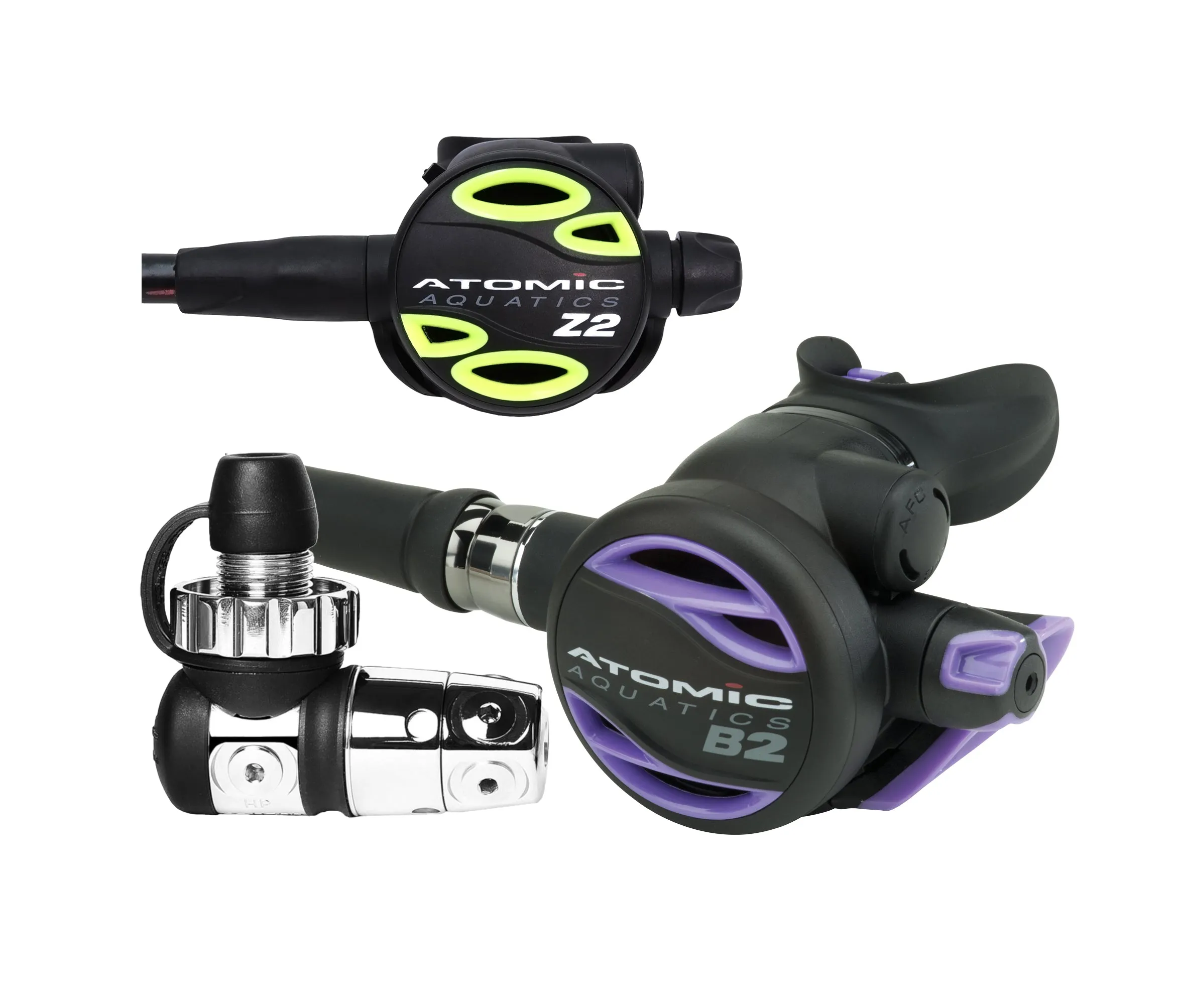 Atomic Aquatics B2 Regulator, DIN with Color Kit and Z2 Octo Scuba Diving Package