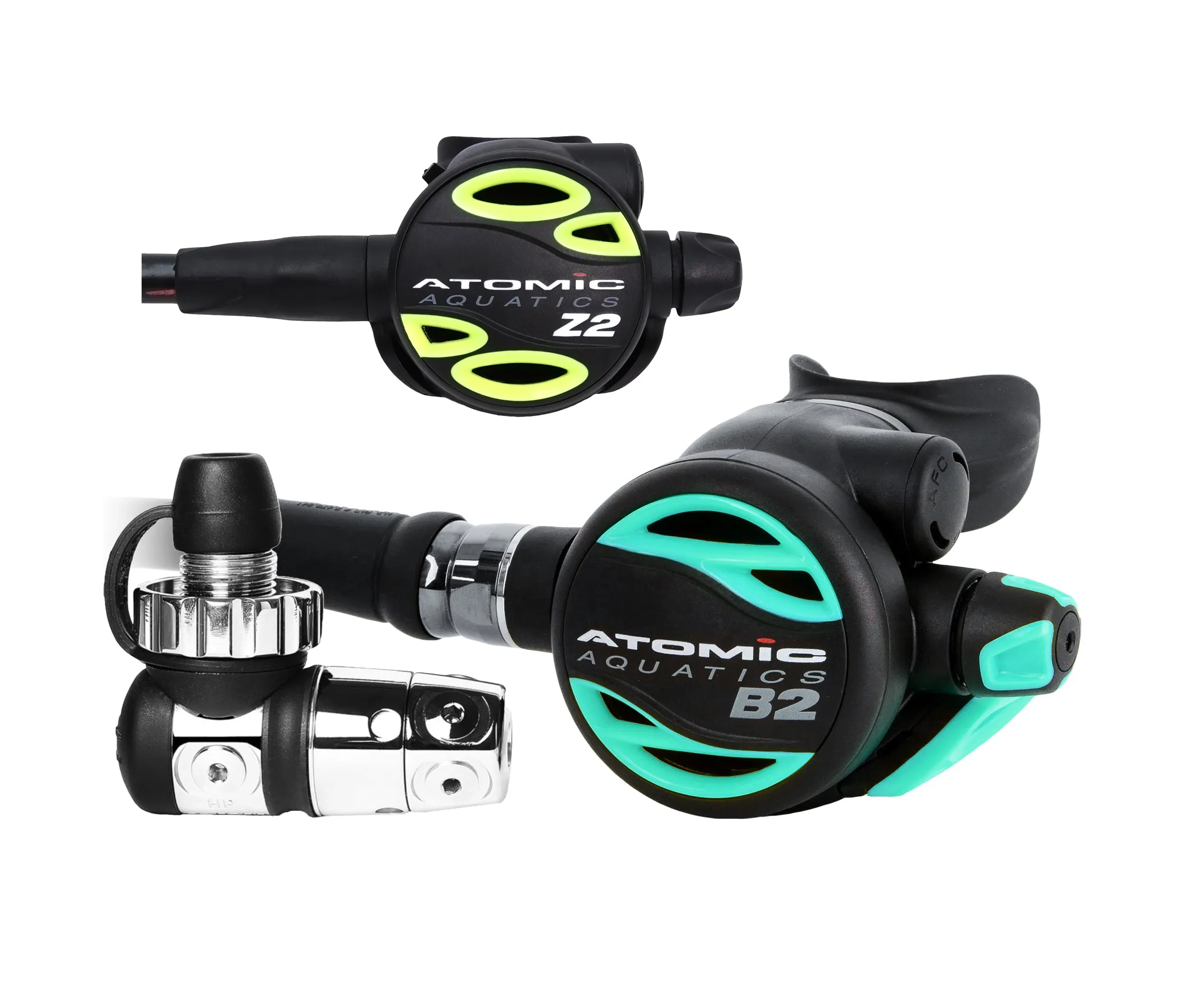 Atomic Aquatics B2 Regulator, DIN with Color Kit and Z2 Octo Scuba Diving Package