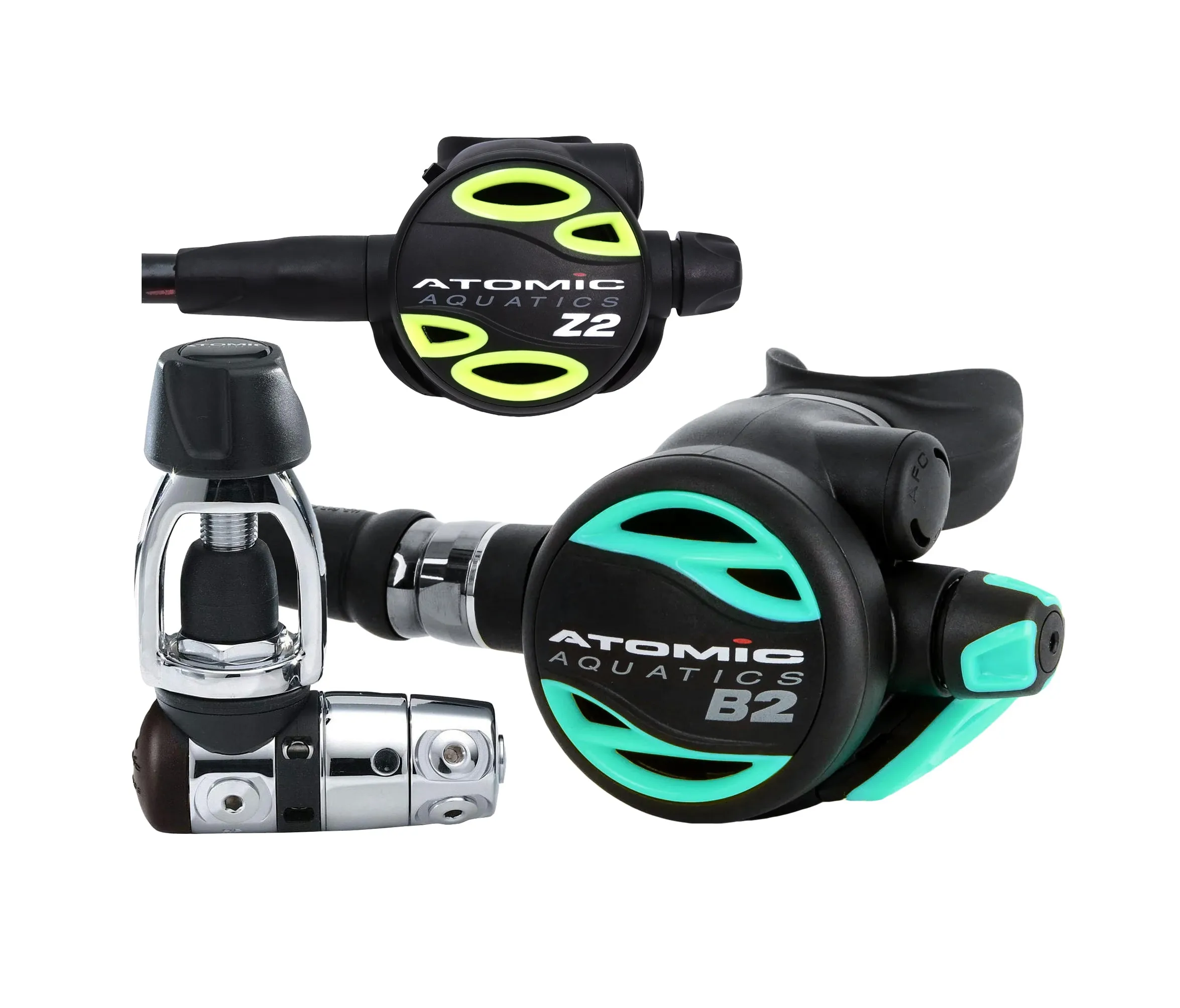 Atomic Aquatics B2 Regulator, Yoke Sealed with Color Kit and Z2 Octo Scuba Diving Package