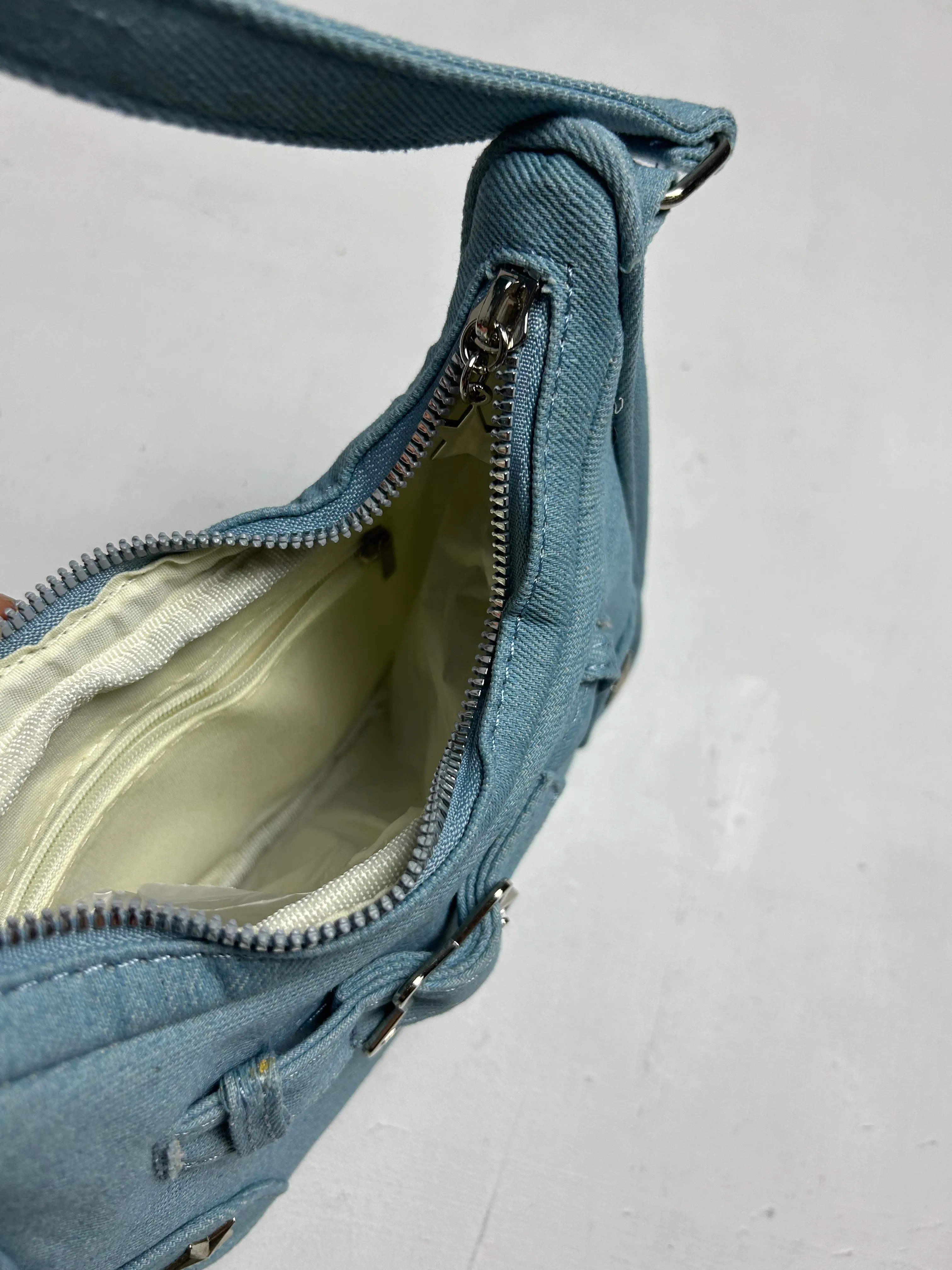 Baby blue small besace shoulder bag