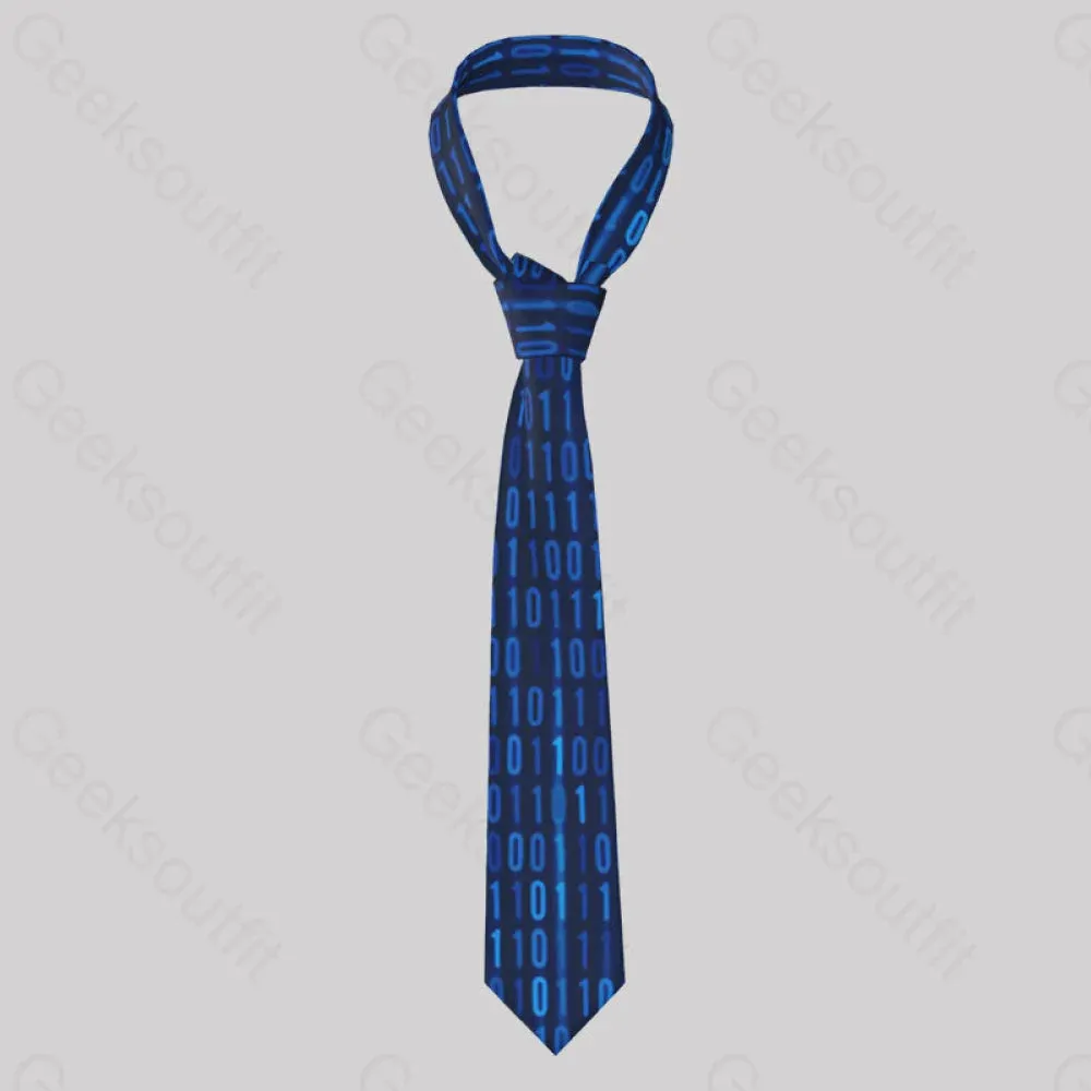 Binary Computer 1s and 0s Blue Geek Neckties