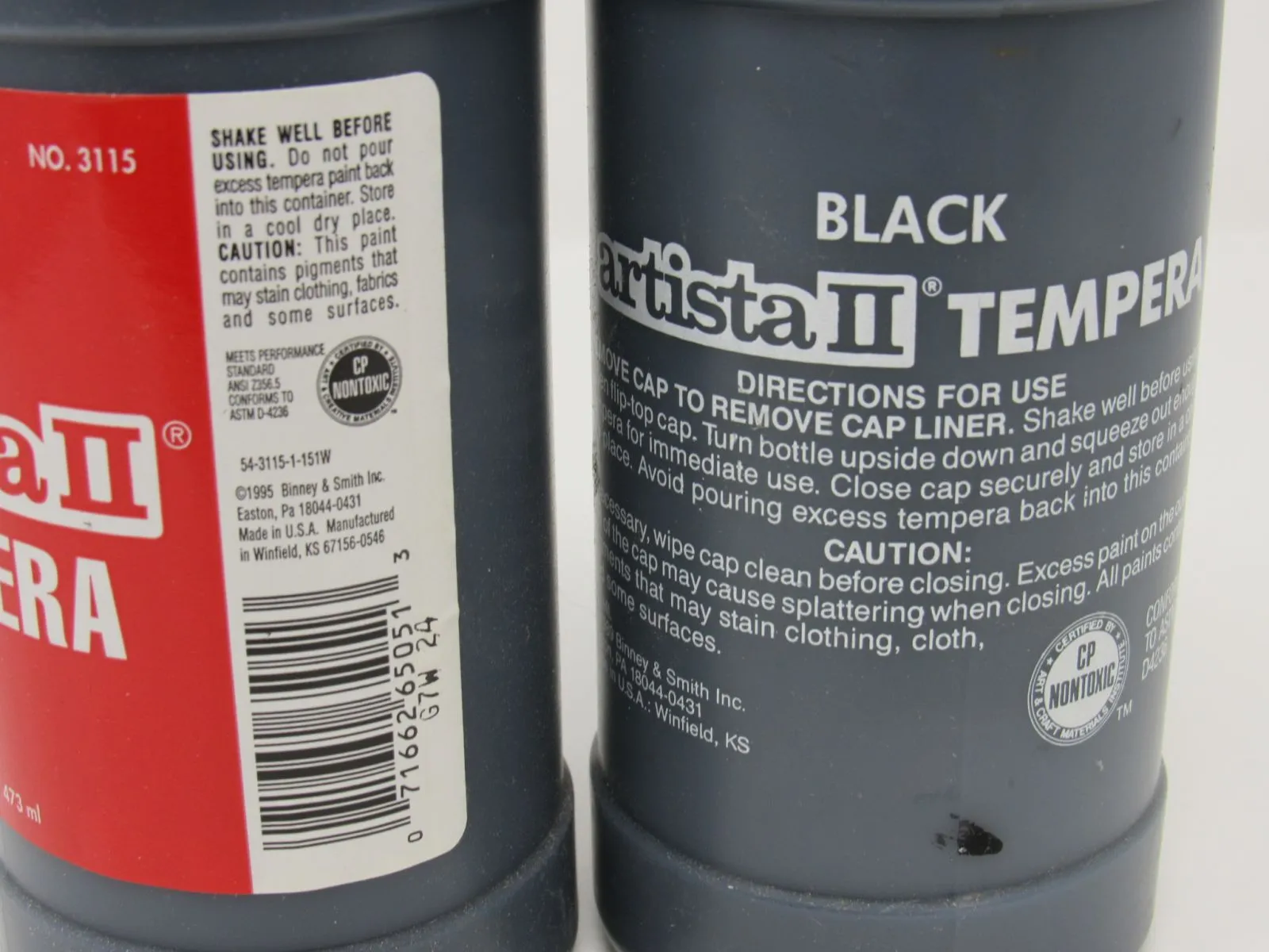 Binny & Smith Inc Artista II Tempera Paint - Lot of 2 Black 54-3115-1-151W -- New
