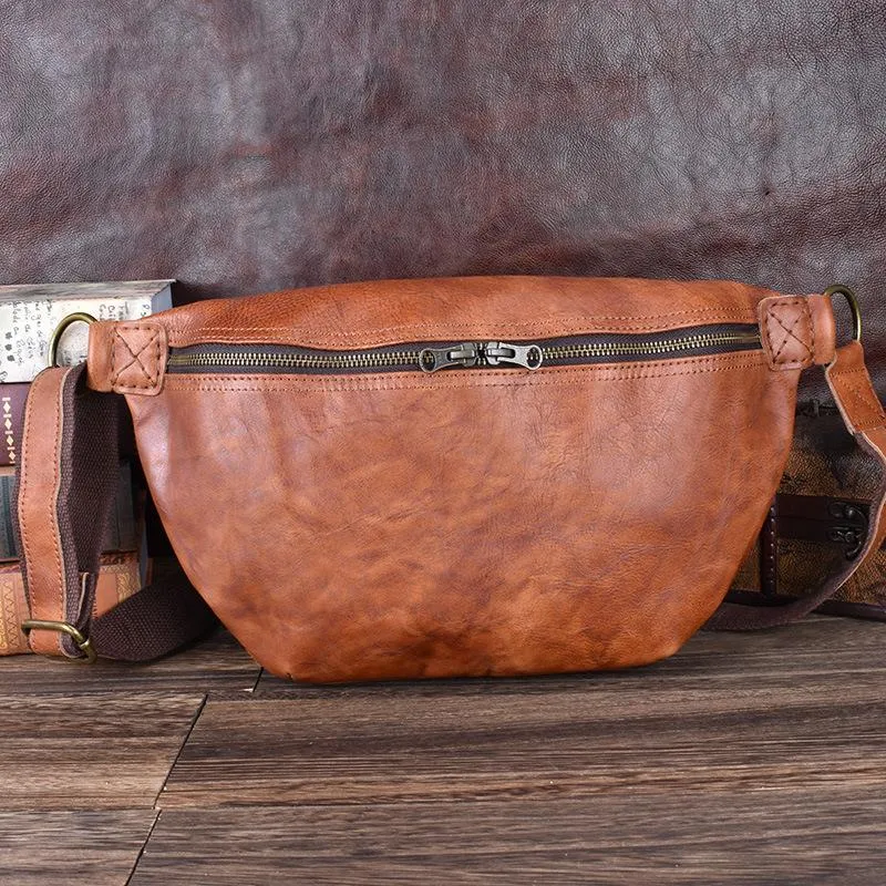 Black Leather Mens Large Sling Bag Leather Mens Big Sling Bag Sling Bags For Big Men