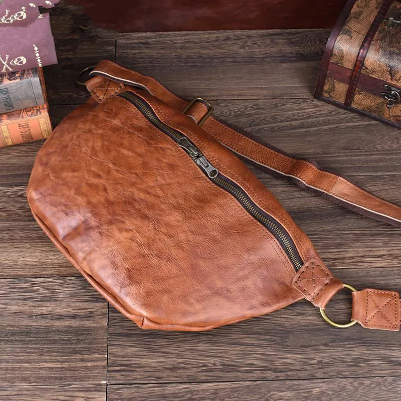 Black Leather Mens Large Sling Bag Leather Mens Big Sling Bag Sling Bags For Big Men