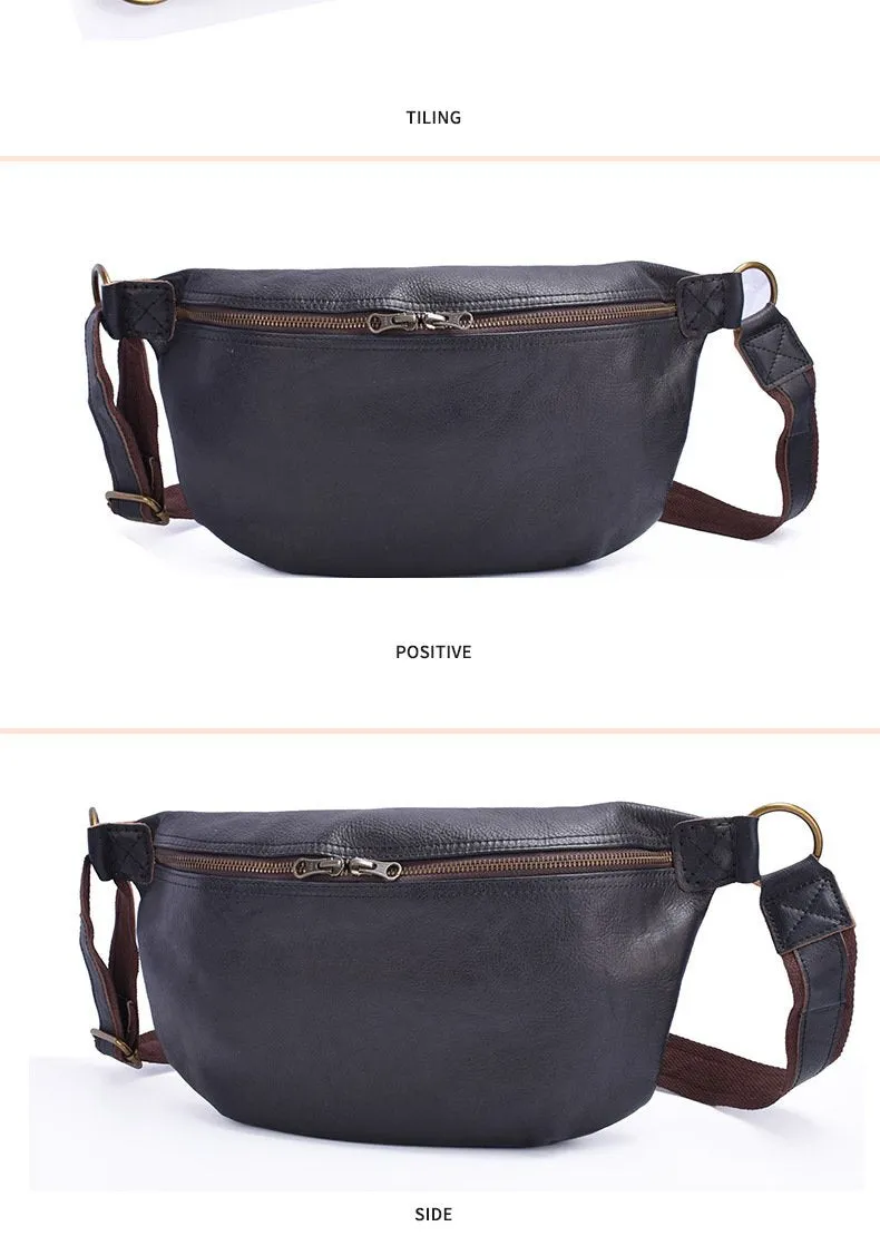 Black Leather Mens Large Sling Bag Leather Mens Big Sling Bag Sling Bags For Big Men
