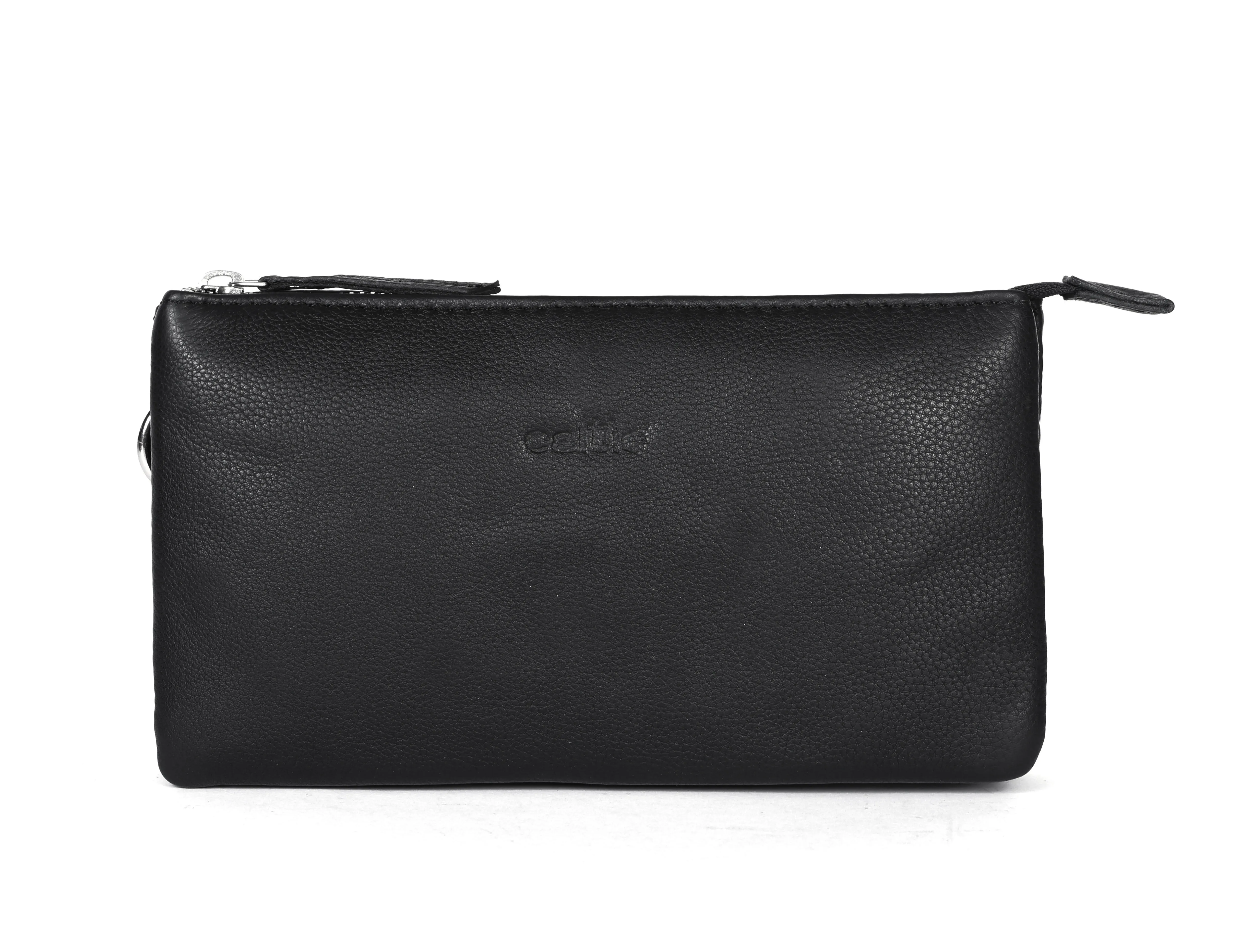 Black Smooth Leather Sling Bag: Timeless Elegance Meets Modern Convenience. Art: BG-1571