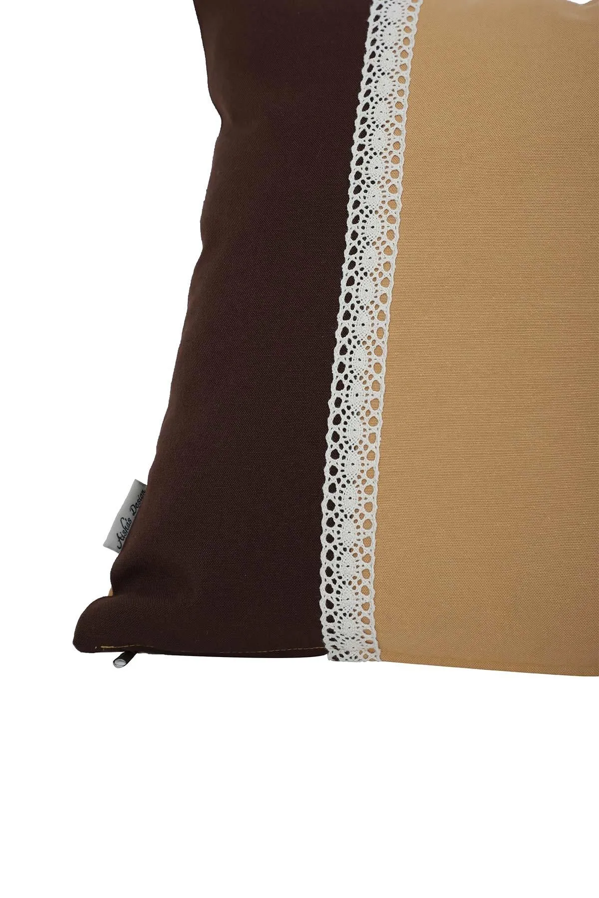 Boho Decorative Linen Texture Throw Pillow Case Square 18 x 18 inch Handicraft Trimmed Farmhouse Square Trimmed Cushion Cover for,K-188