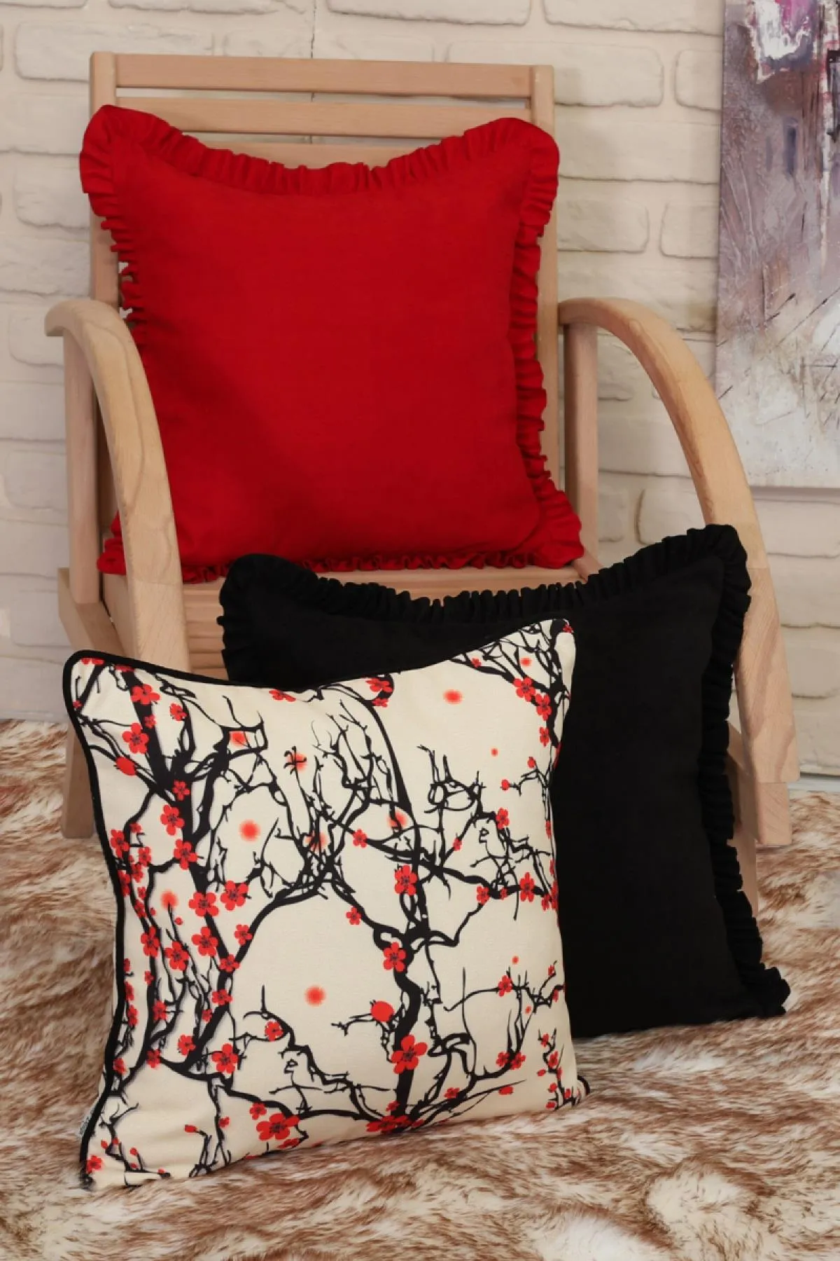 Boho Decorative Throw Pillow Covers, Cushion Covers (18 x 18 inch) Modern Velvet Look Colorful Patterned Soft Texture Polyester Square,K-123
