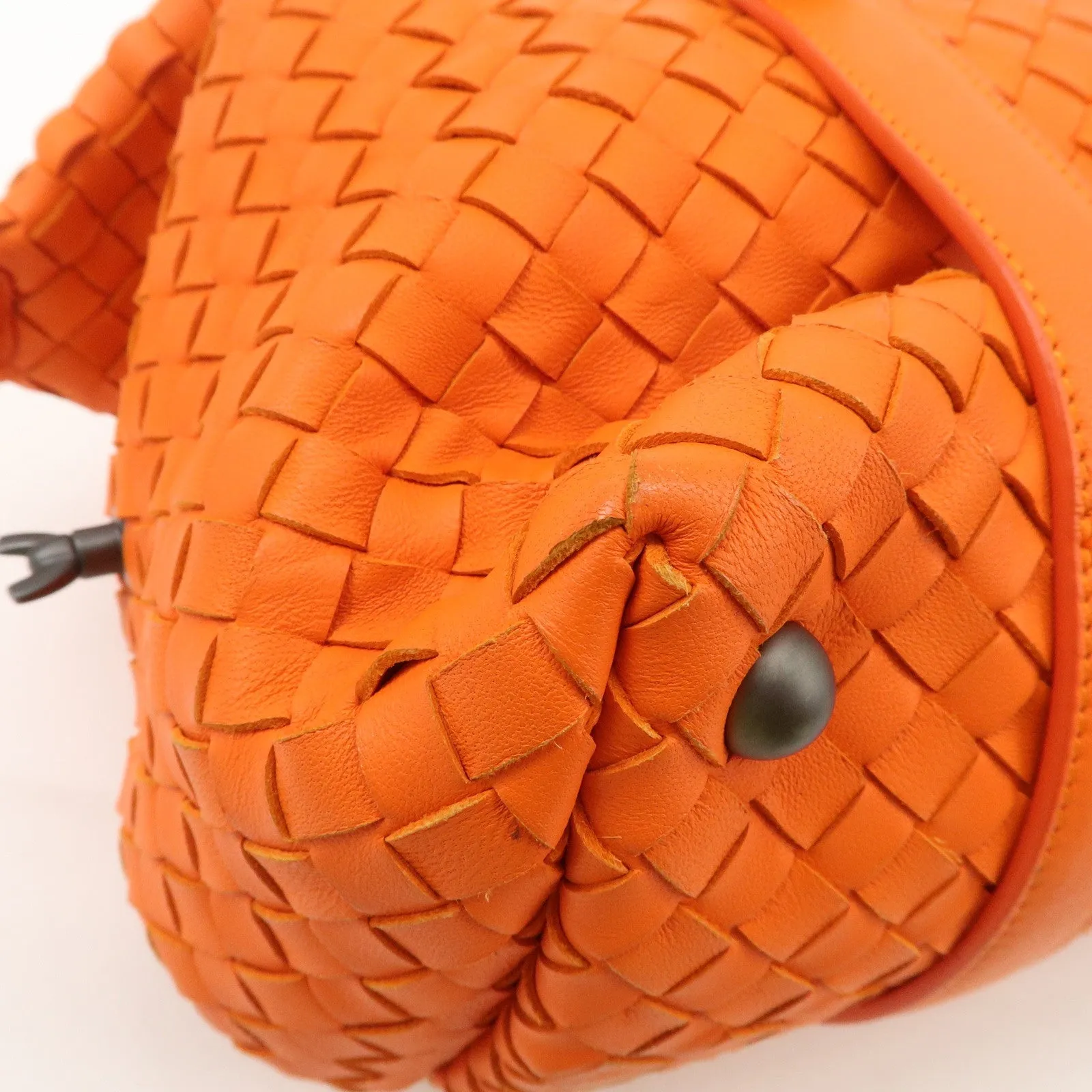 BOTTEGA VENETA Intrecciato Leather Boston Bag Hand Bag Orange Used