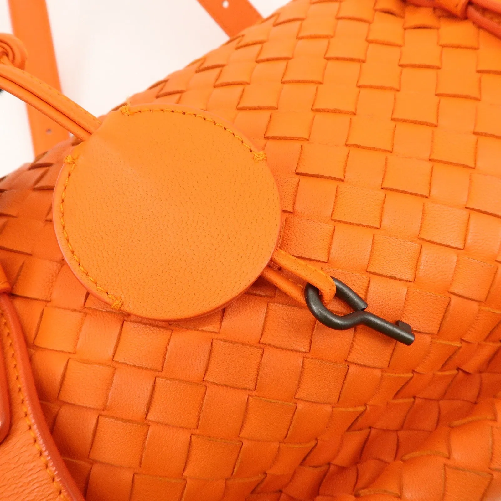 BOTTEGA VENETA Intrecciato Leather Boston Bag Hand Bag Orange Used