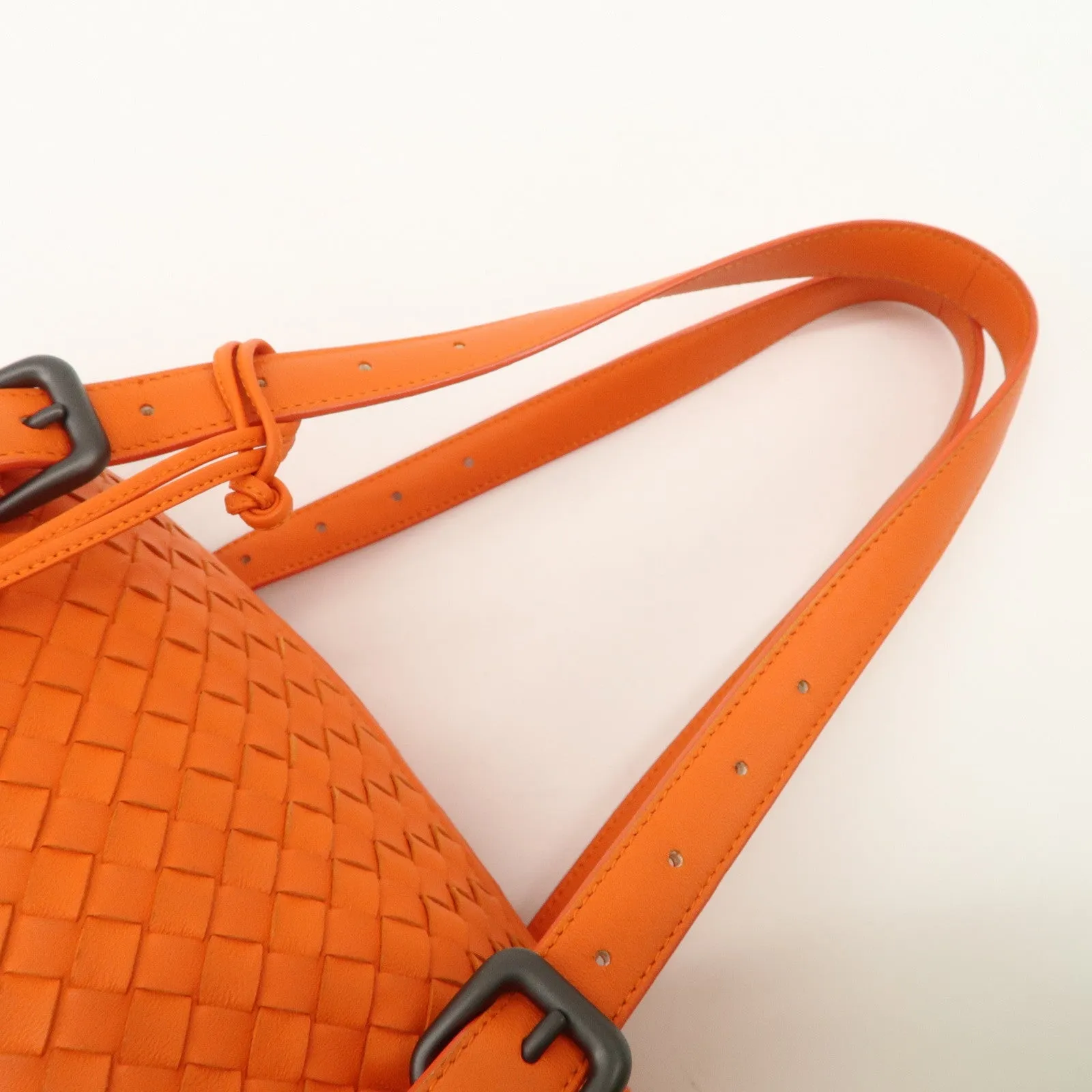 BOTTEGA VENETA Intrecciato Leather Boston Bag Hand Bag Orange Used