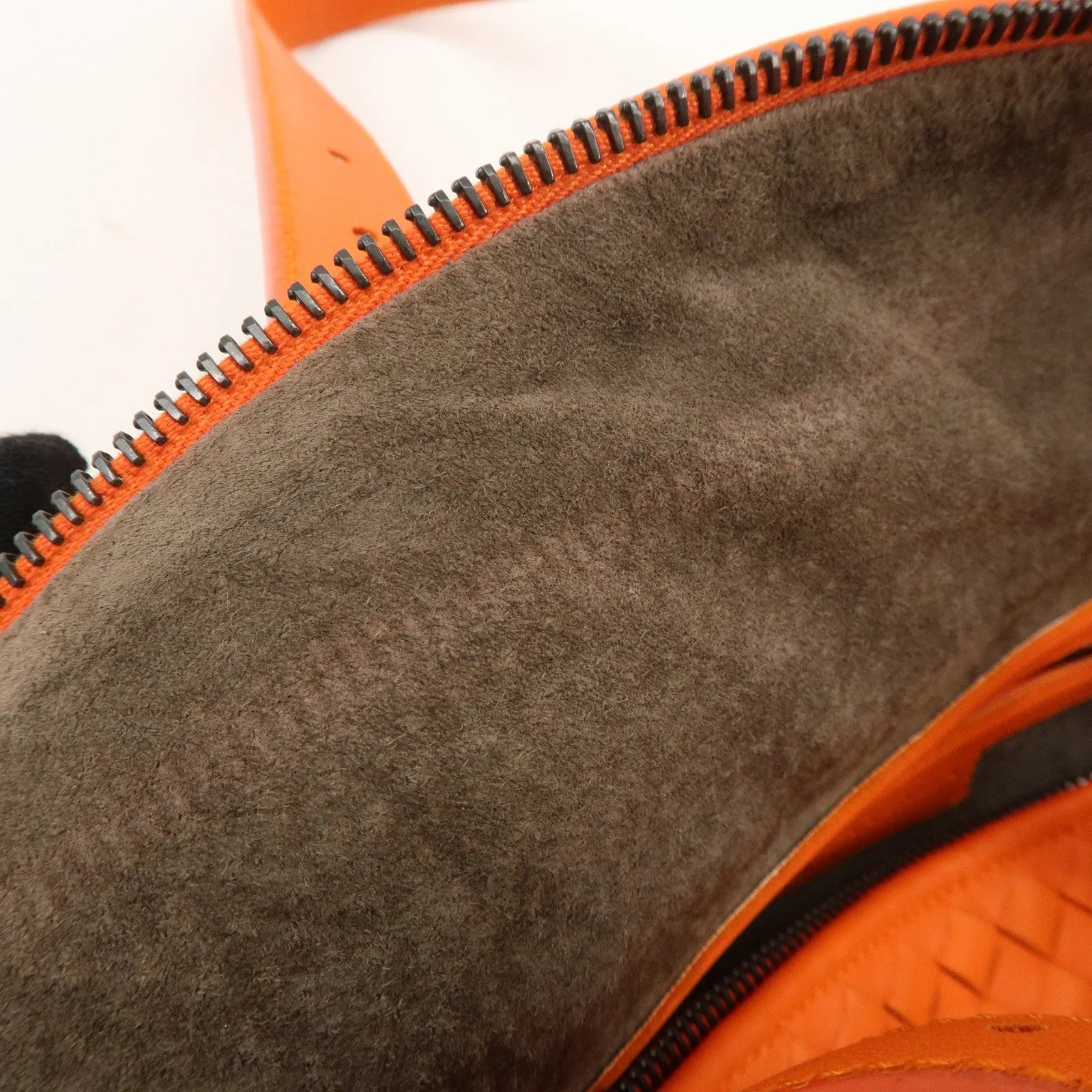 BOTTEGA VENETA Intrecciato Leather Boston Bag Hand Bag Orange Used