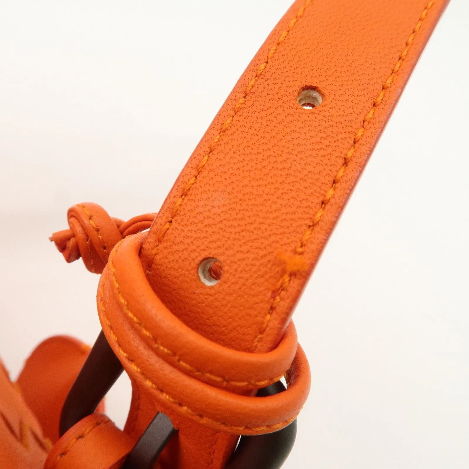BOTTEGA VENETA Intrecciato Leather Boston Bag Hand Bag Orange Used