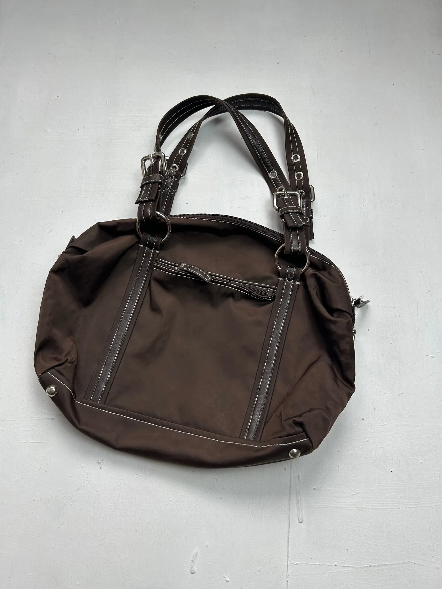 Brown y2k vintage buckle belt shoulder bag