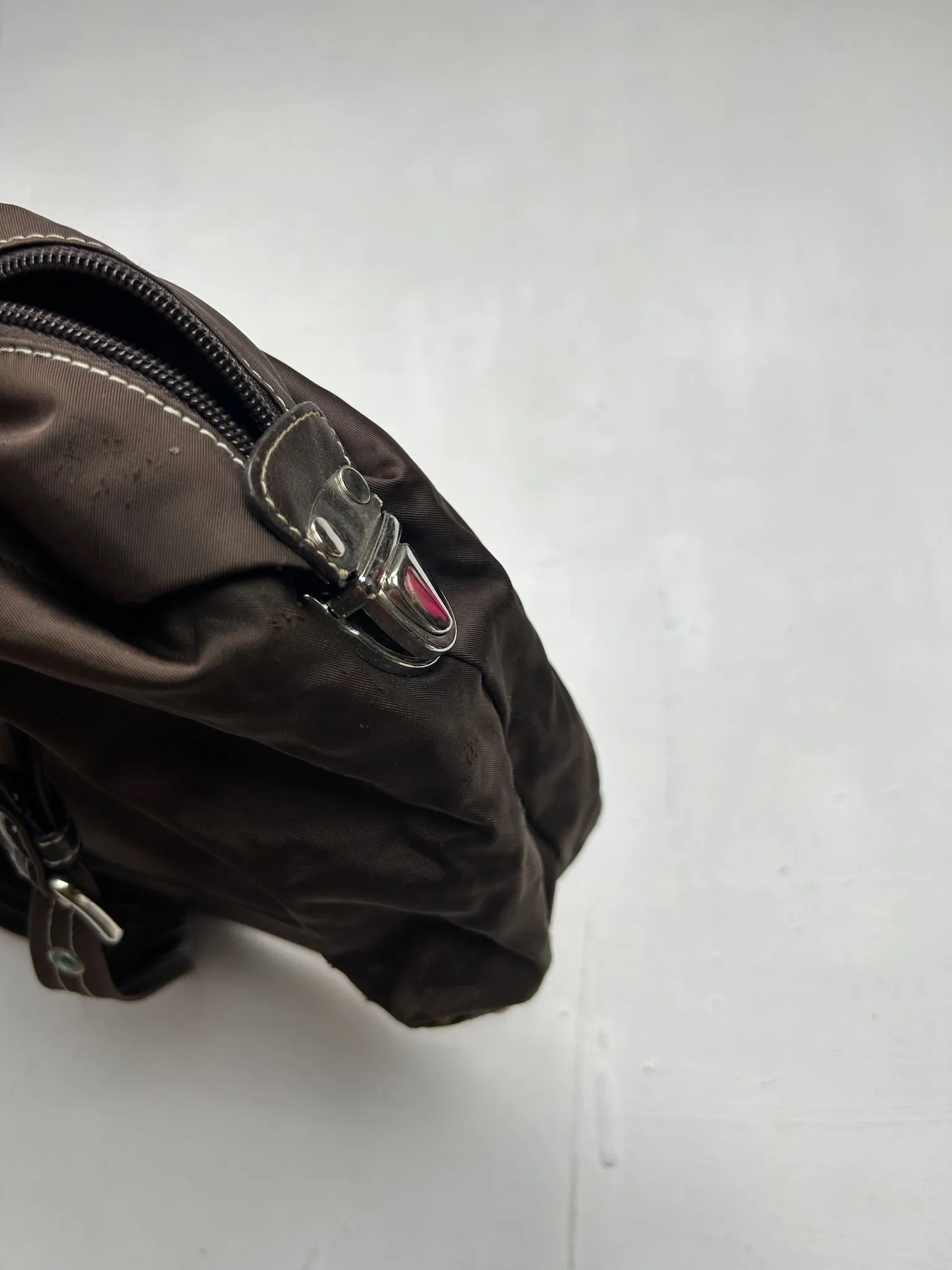 Brown y2k vintage buckle belt shoulder bag