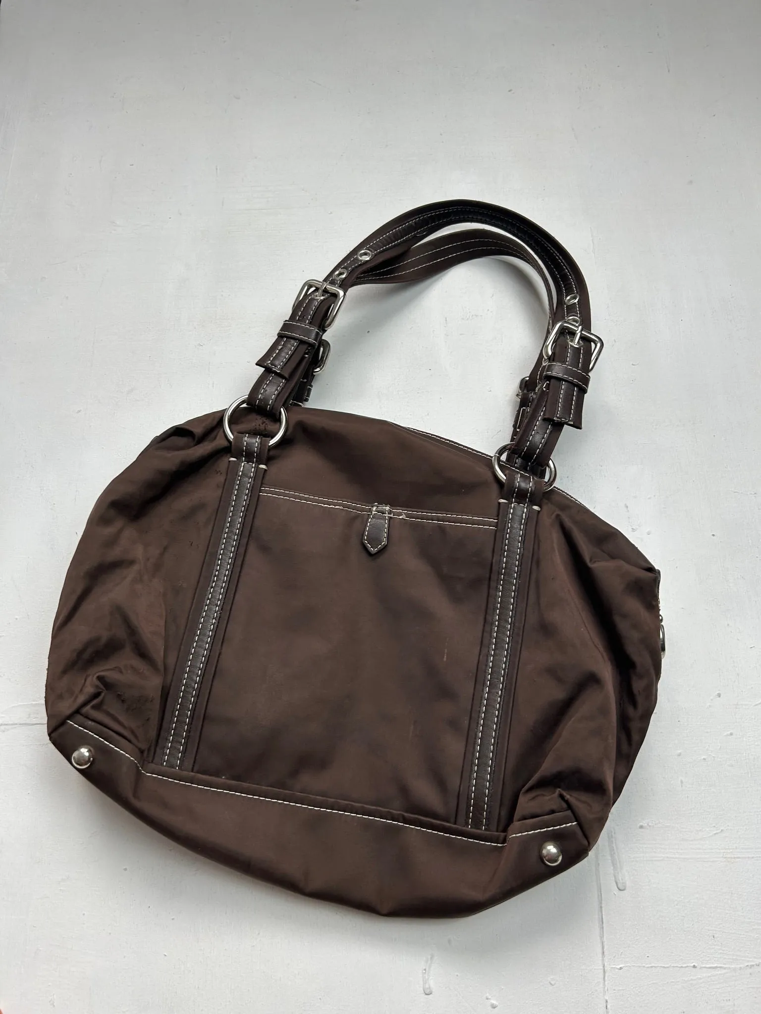 Brown y2k vintage buckle belt shoulder bag