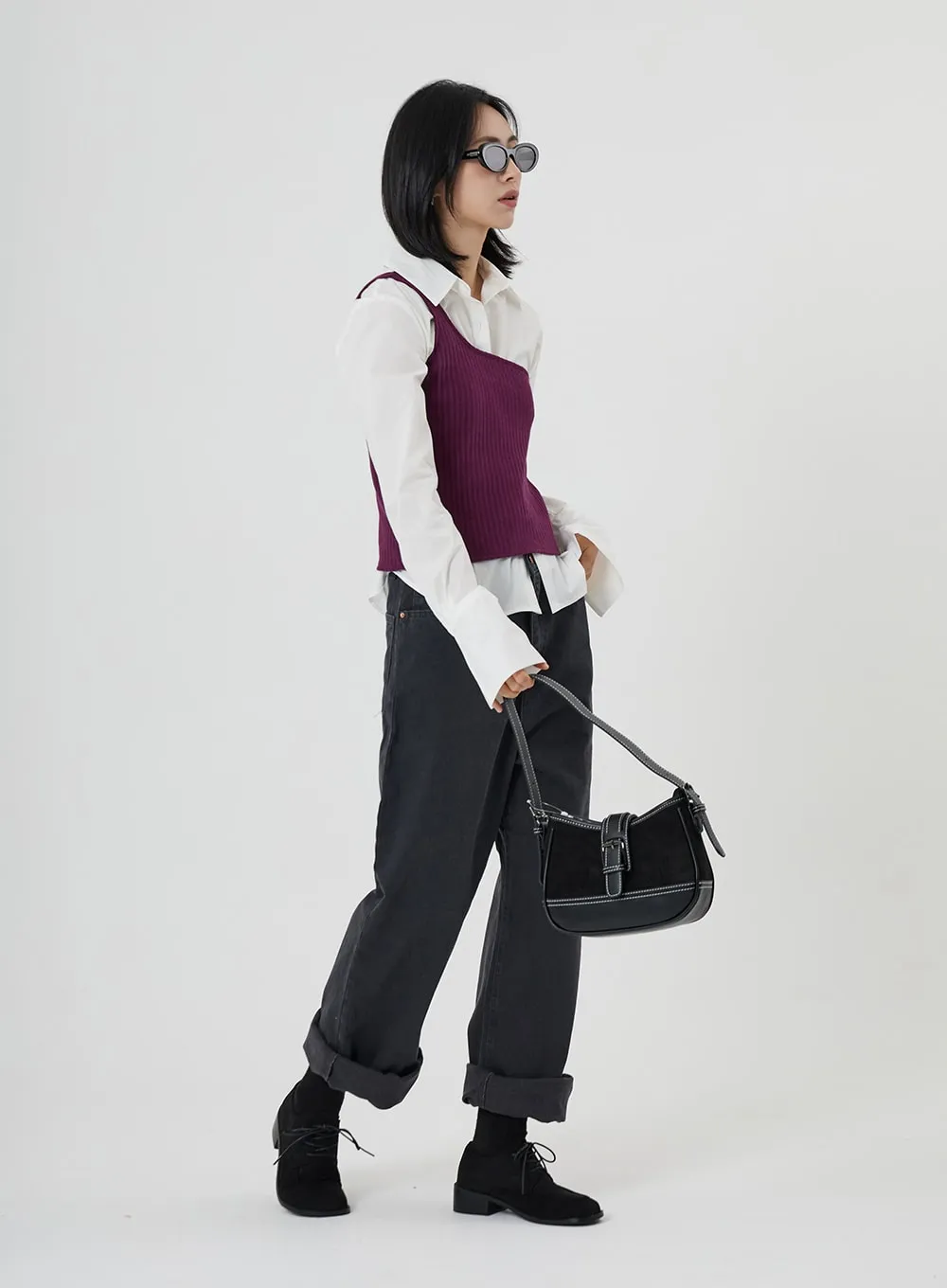 Buckle Faux Leather Shoulder Bag ON28