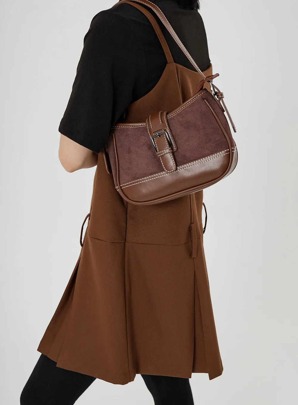 Buckle Faux Leather Shoulder Bag ON28