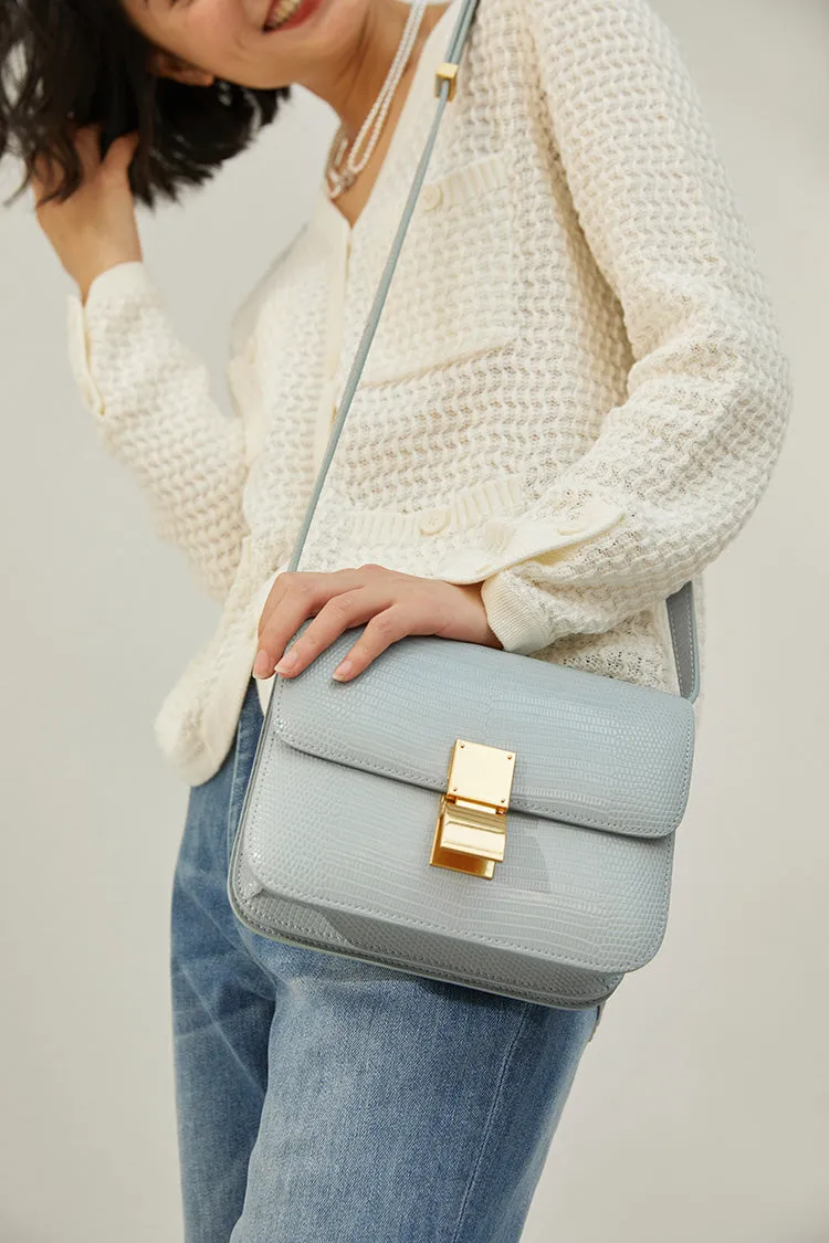 Calfskin Leather Bag Italian Leather Box Bag Designer Bag, Classic Crossbody Bag, Shoulder Bag, Minimalist Genuine Leather Purse