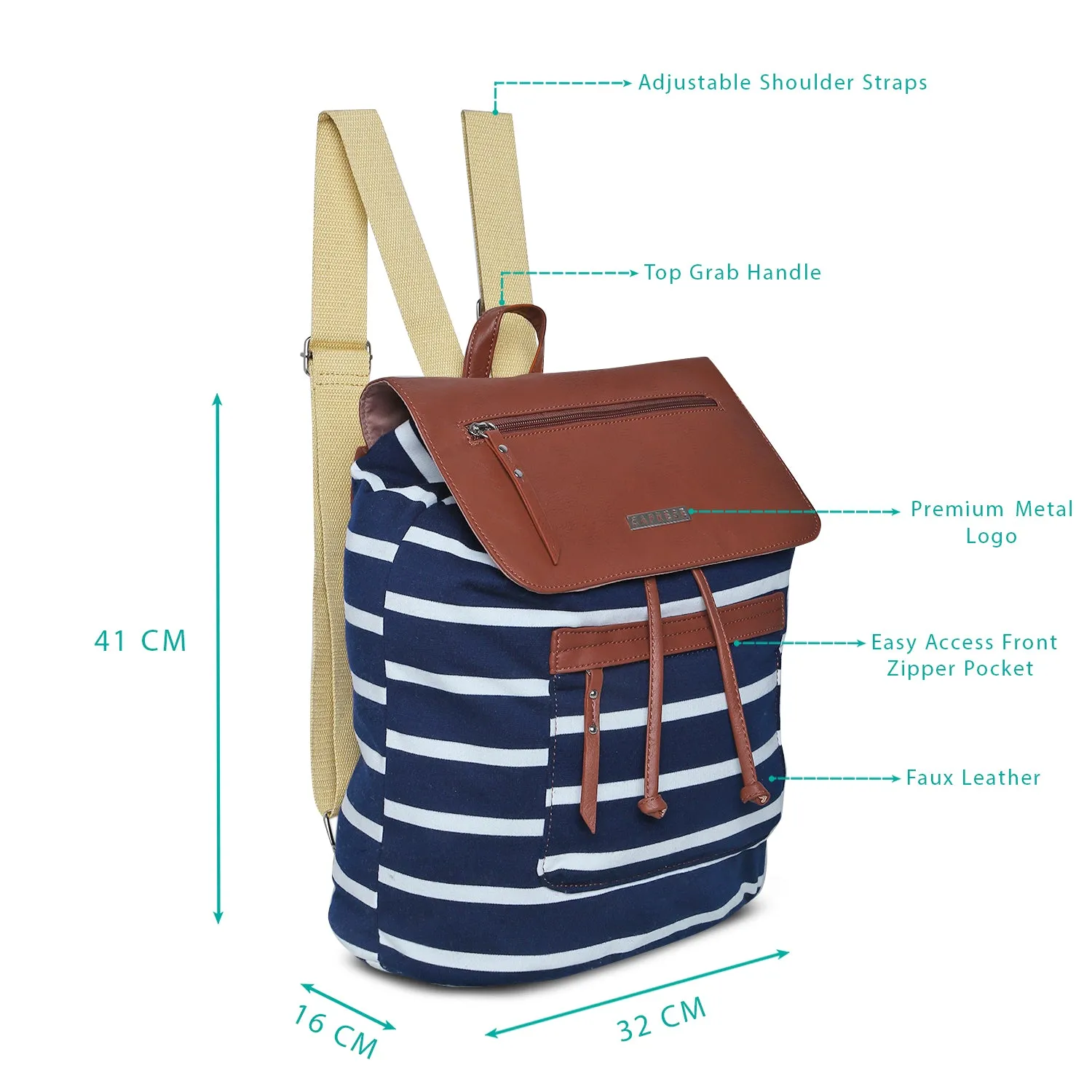 Caprese London Backpack Medium Navy Saddle