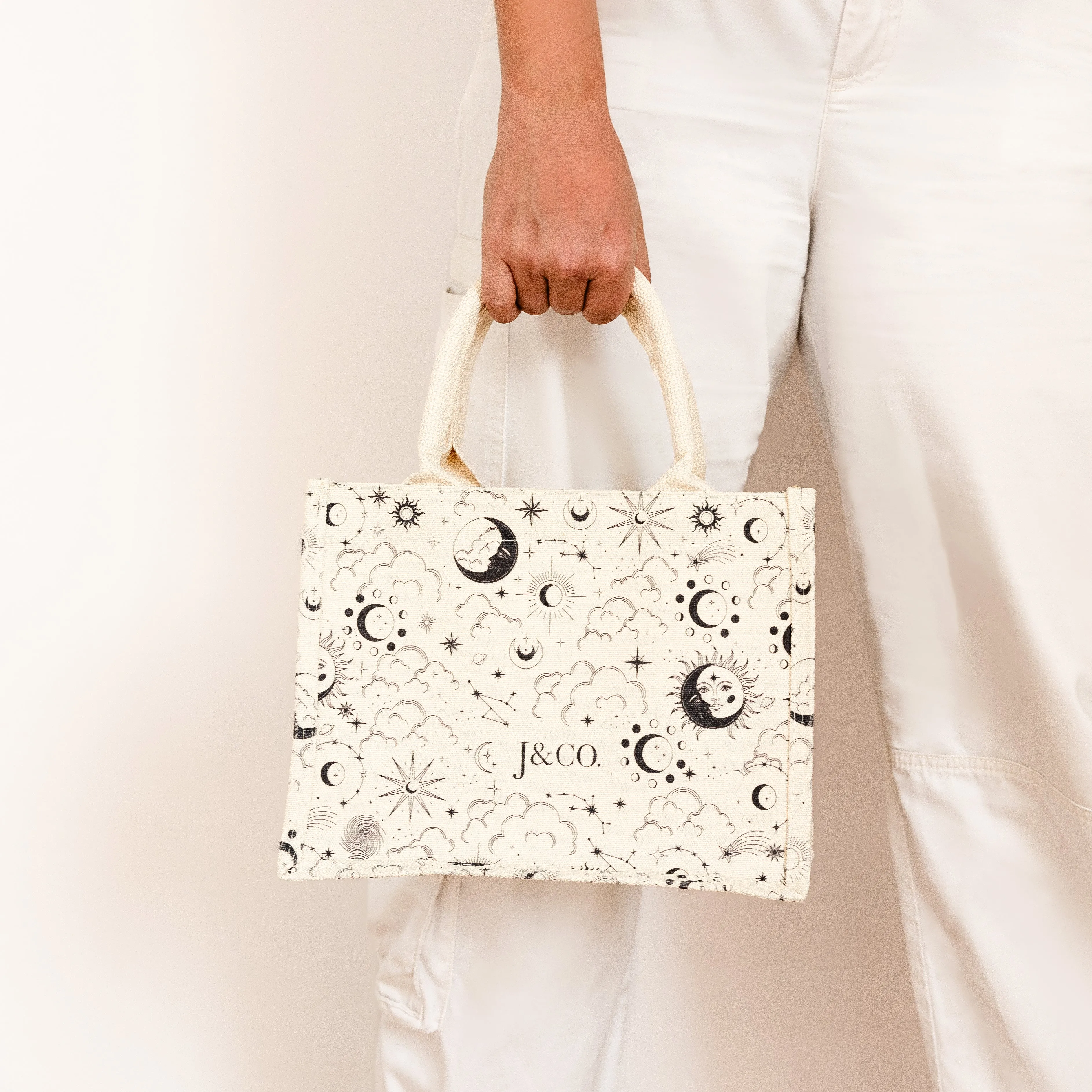 Celestial canvas small tote bag