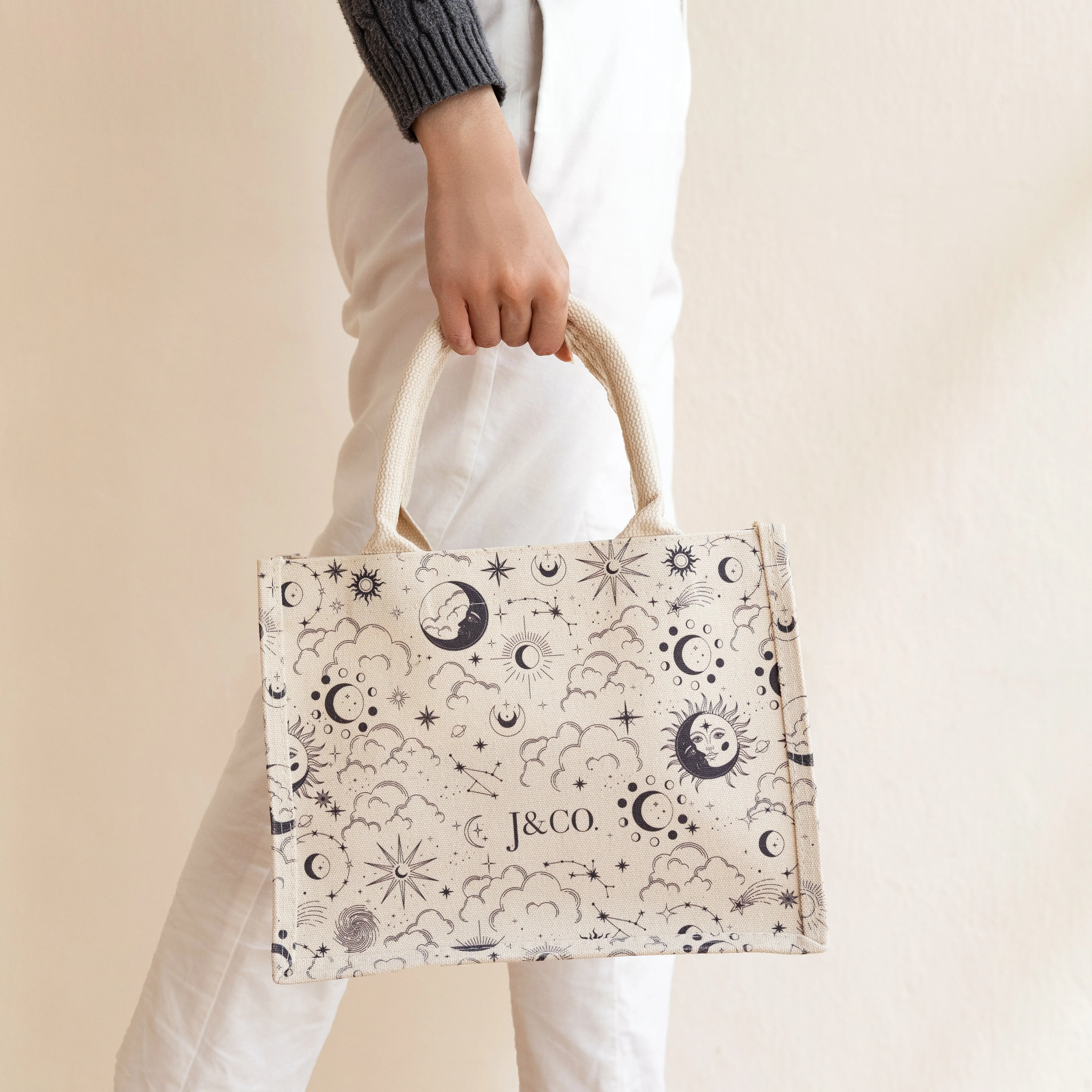 Celestial canvas small tote bag