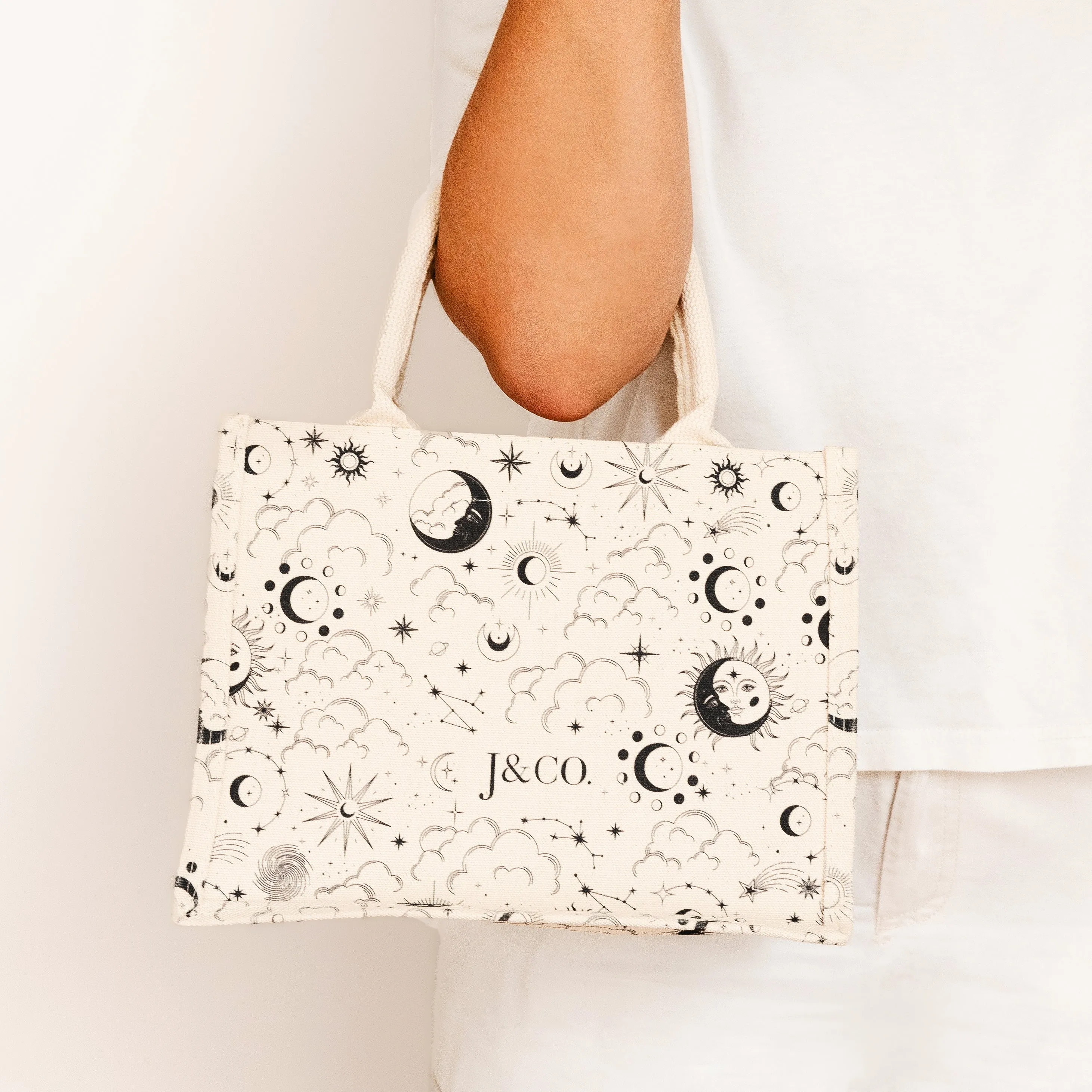 Celestial canvas small tote bag