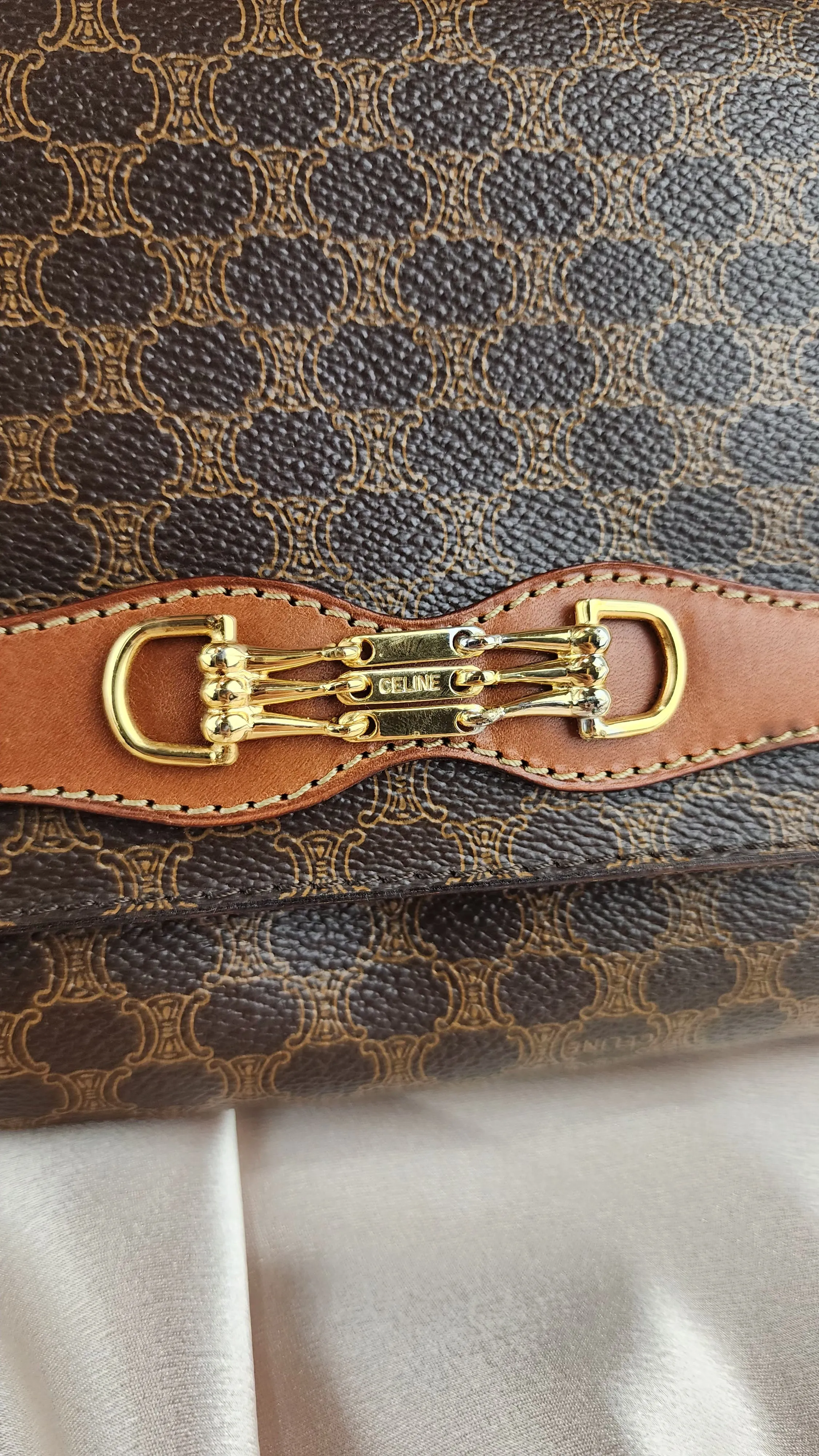 Celine Brown Macadam Canvas Crossbody Bag - 911
