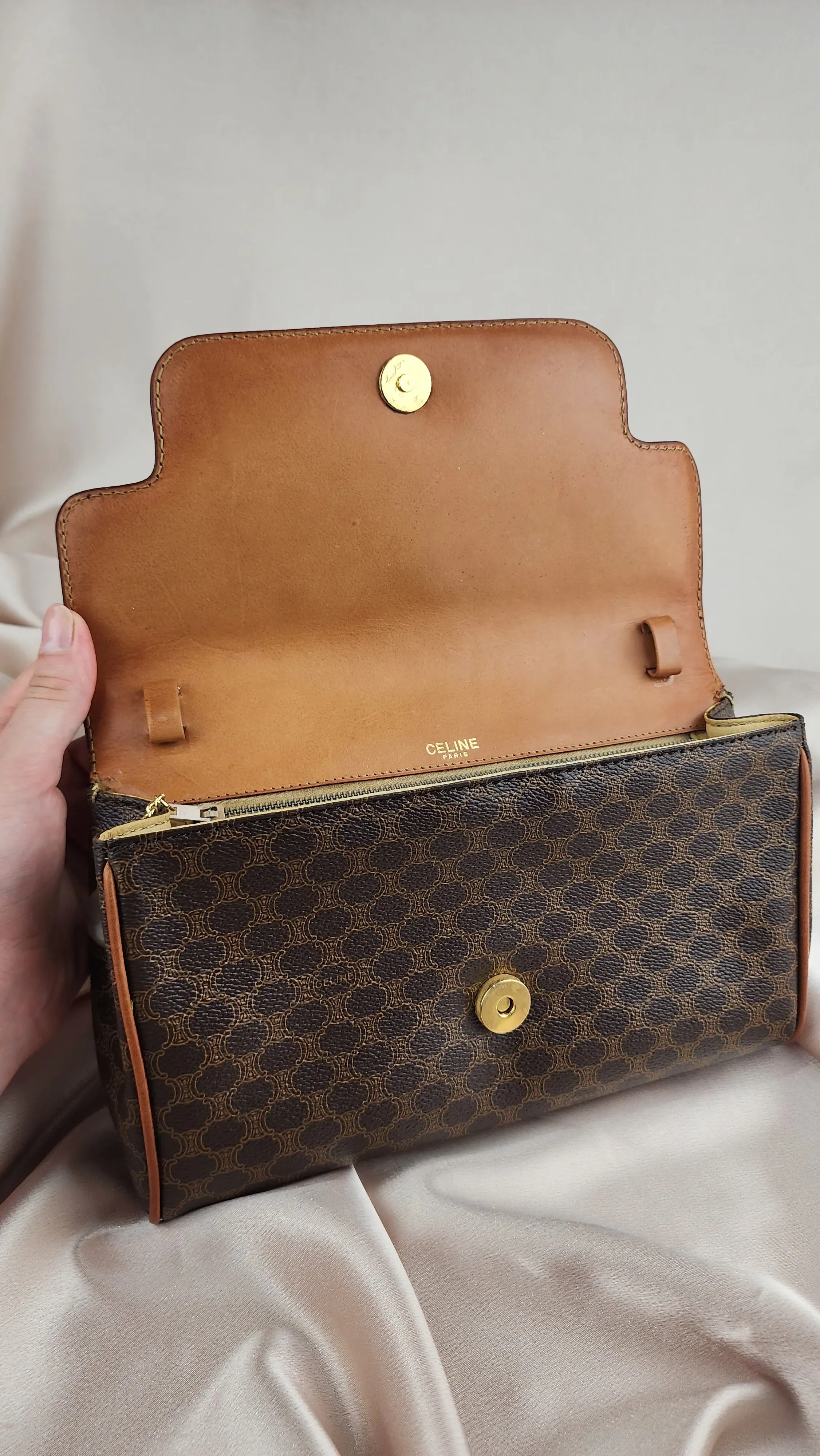 Celine Brown Macadam Canvas Crossbody Bag - 911