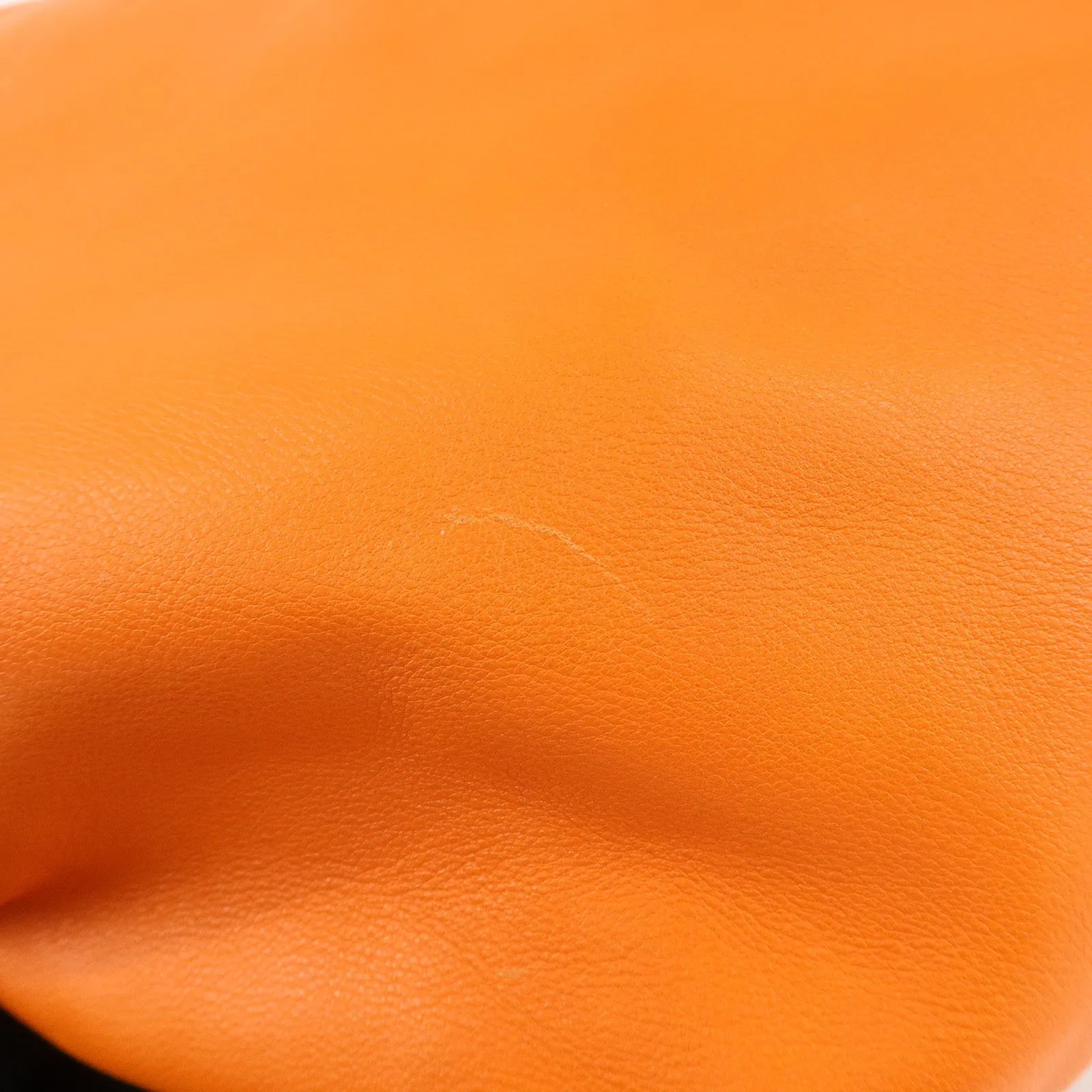 CELINE Leather Shoulder Bag Hand Bag Orange Silver HDW Used