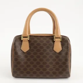 CELINE Macadam PVC Leather 2 Way Boston Bag Hand Bag Brown Used