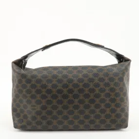 CELINE Macadam PVC Leather Hand Bag Black Brown Used