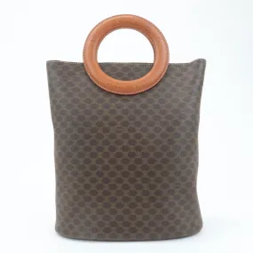 CELINE Macadam PVC Leather Hand Bag Brown Gold Hardware Used