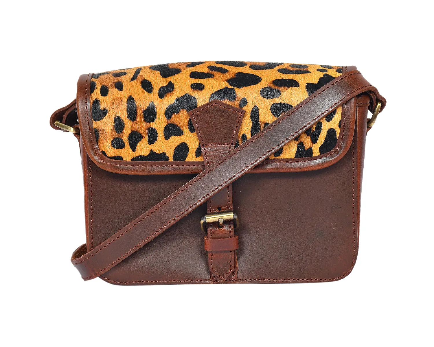 Celtic brown color pure leather with hair on leather sling bag for women and girls | Party wear,  Art: BG-1159