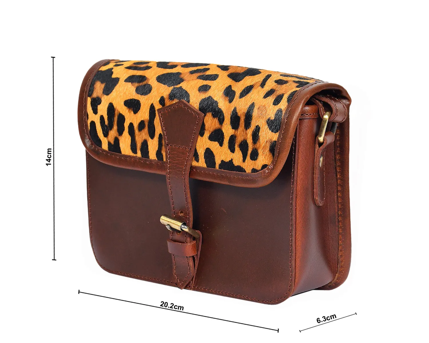 Celtic brown color pure leather with hair on leather sling bag for women and girls | Party wear,  Art: BG-1159