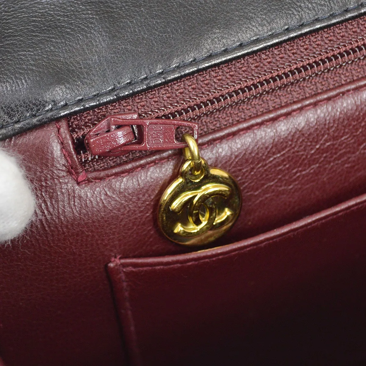 CHANEL 1994-1996 Chain Hand Bag Black Lambskin 20418